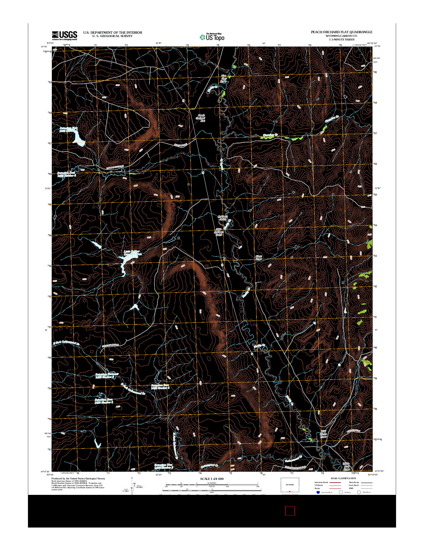 USGS US TOPO 7.5-MINUTE MAP FOR PEACH ORCHARD FLAT, WY 2012