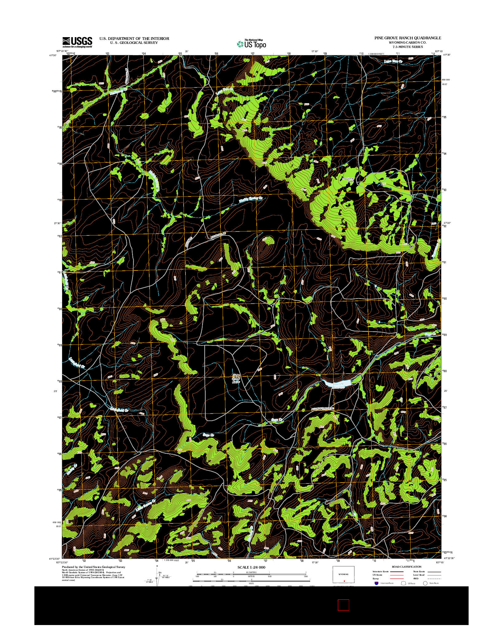 USGS US TOPO 7.5-MINUTE MAP FOR PINE GROVE RANCH, WY 2012