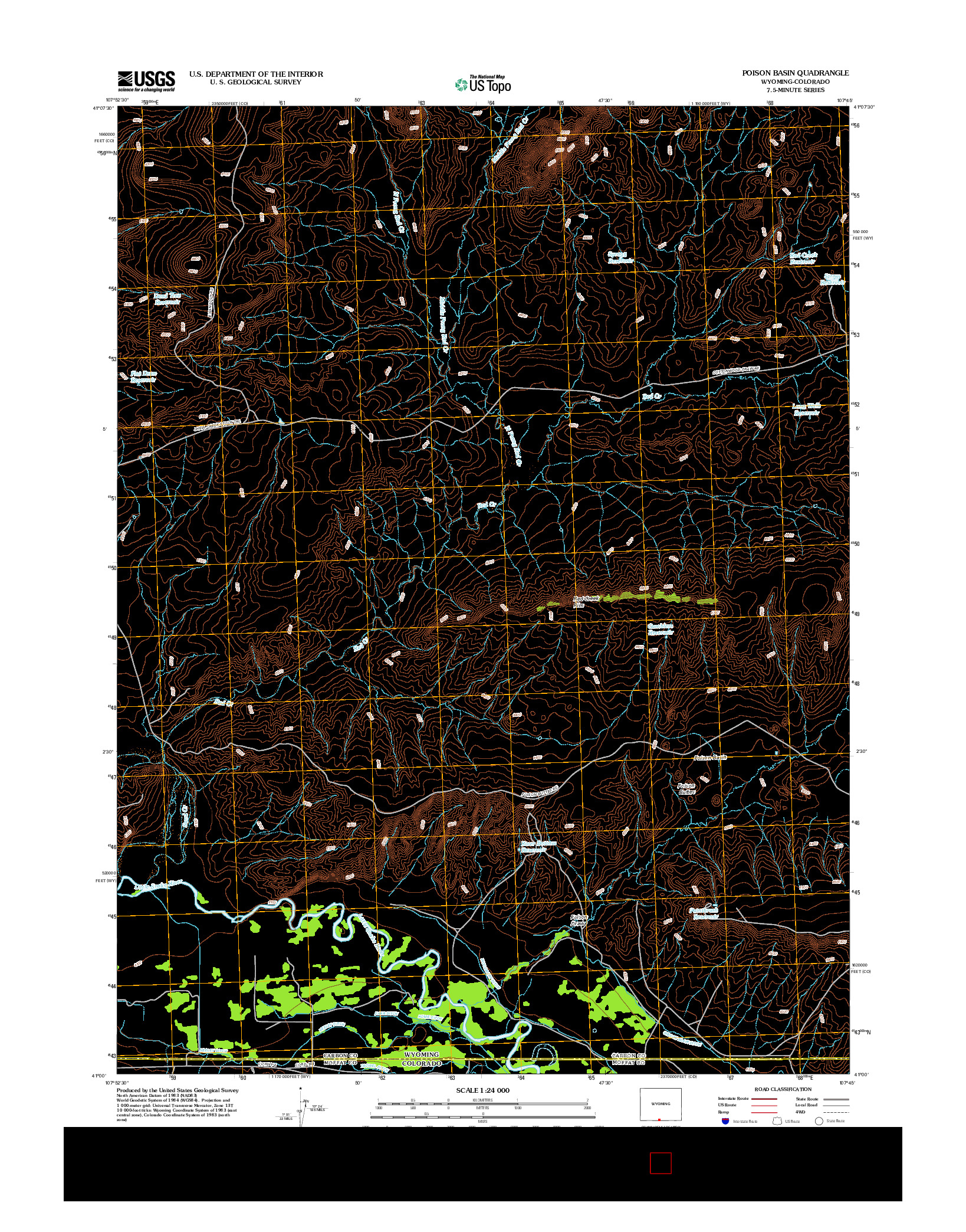 USGS US TOPO 7.5-MINUTE MAP FOR POISON BASIN, WY-CO 2012