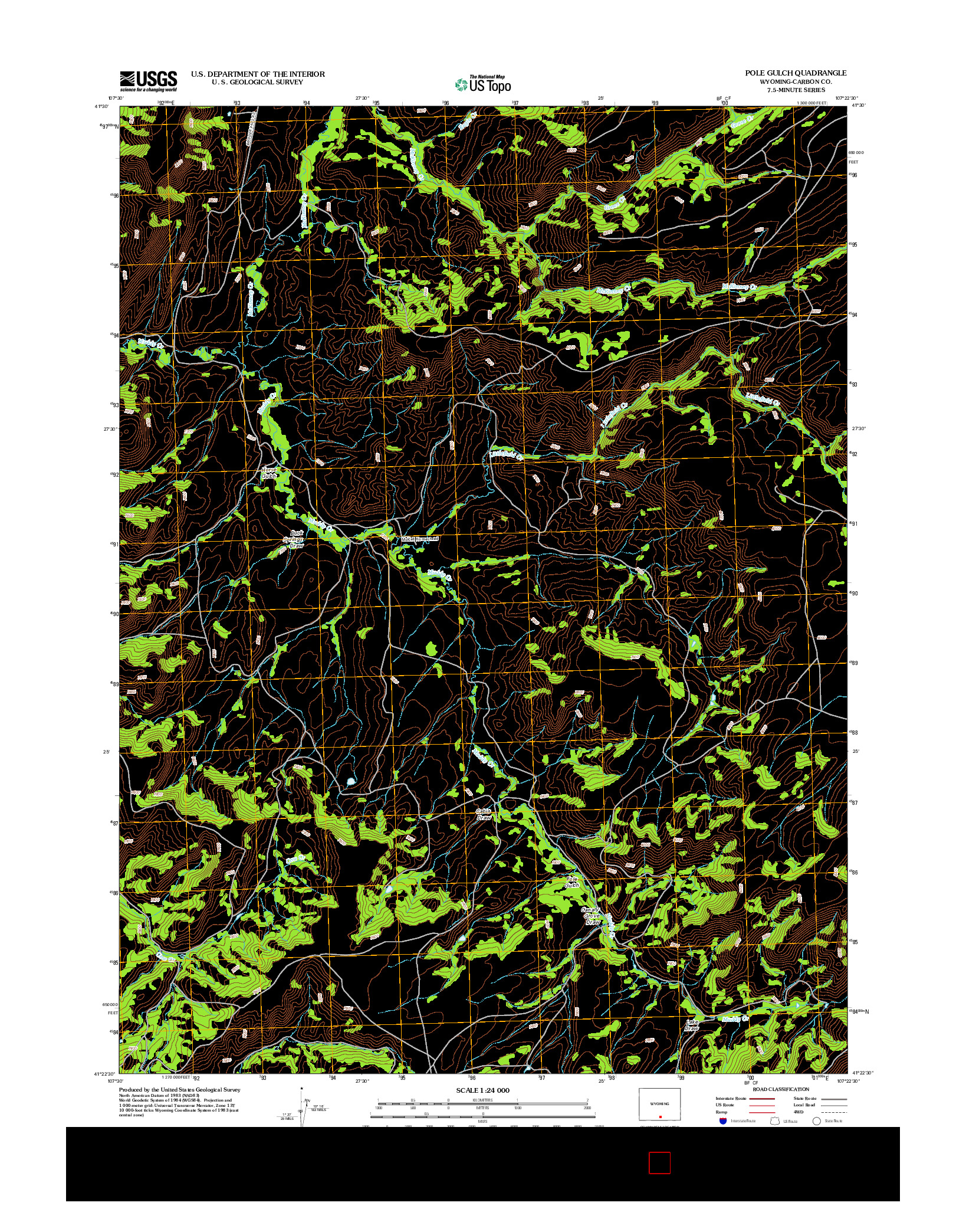 USGS US TOPO 7.5-MINUTE MAP FOR POLE GULCH, WY 2012