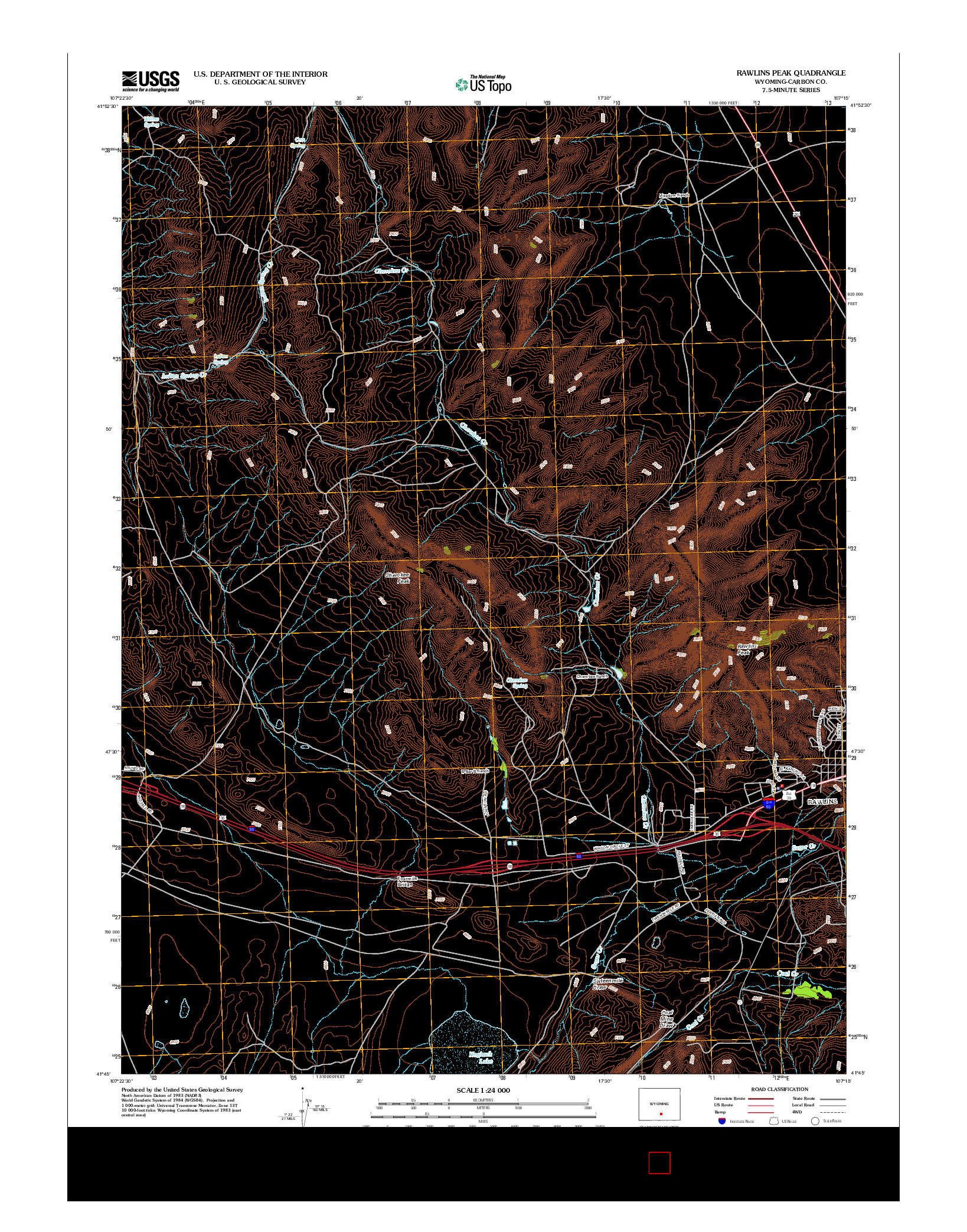 USGS US TOPO 7.5-MINUTE MAP FOR RAWLINS PEAK, WY 2012