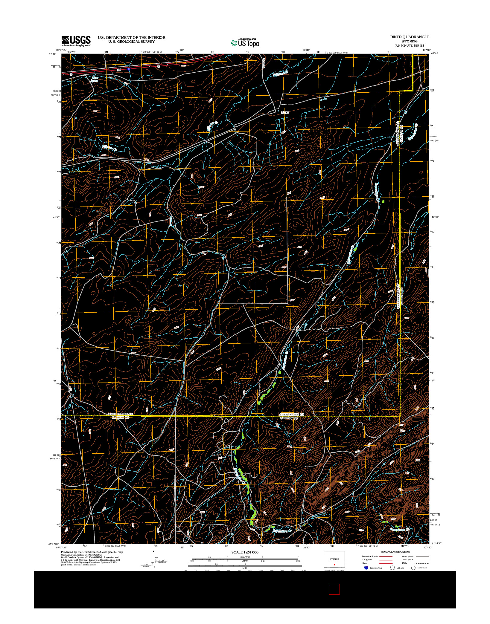 USGS US TOPO 7.5-MINUTE MAP FOR RINER, WY 2012