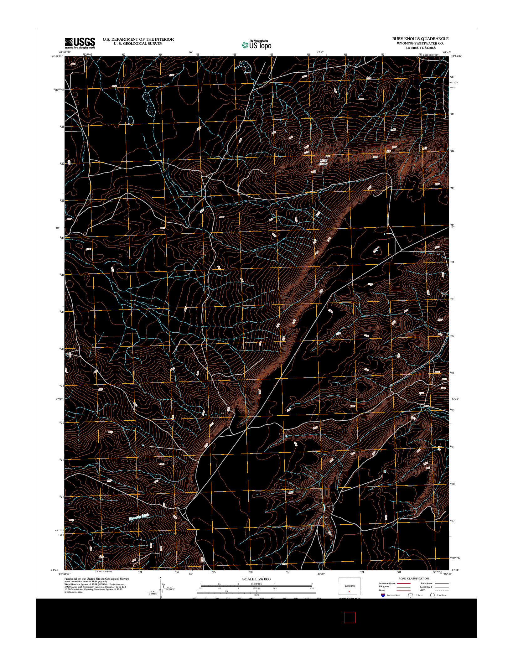 USGS US TOPO 7.5-MINUTE MAP FOR RUBY KNOLLS, WY 2012