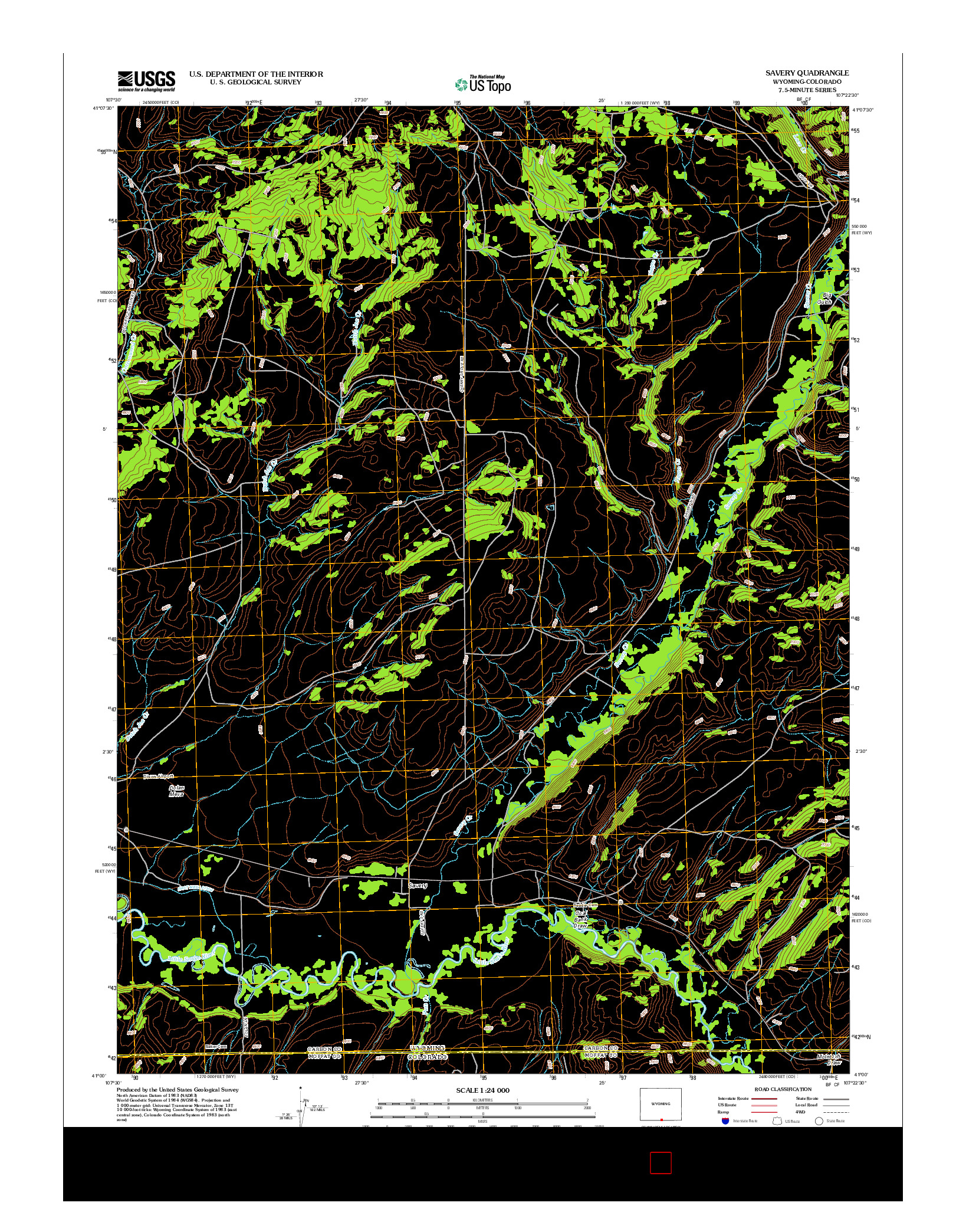 USGS US TOPO 7.5-MINUTE MAP FOR SAVERY, WY-CO 2012