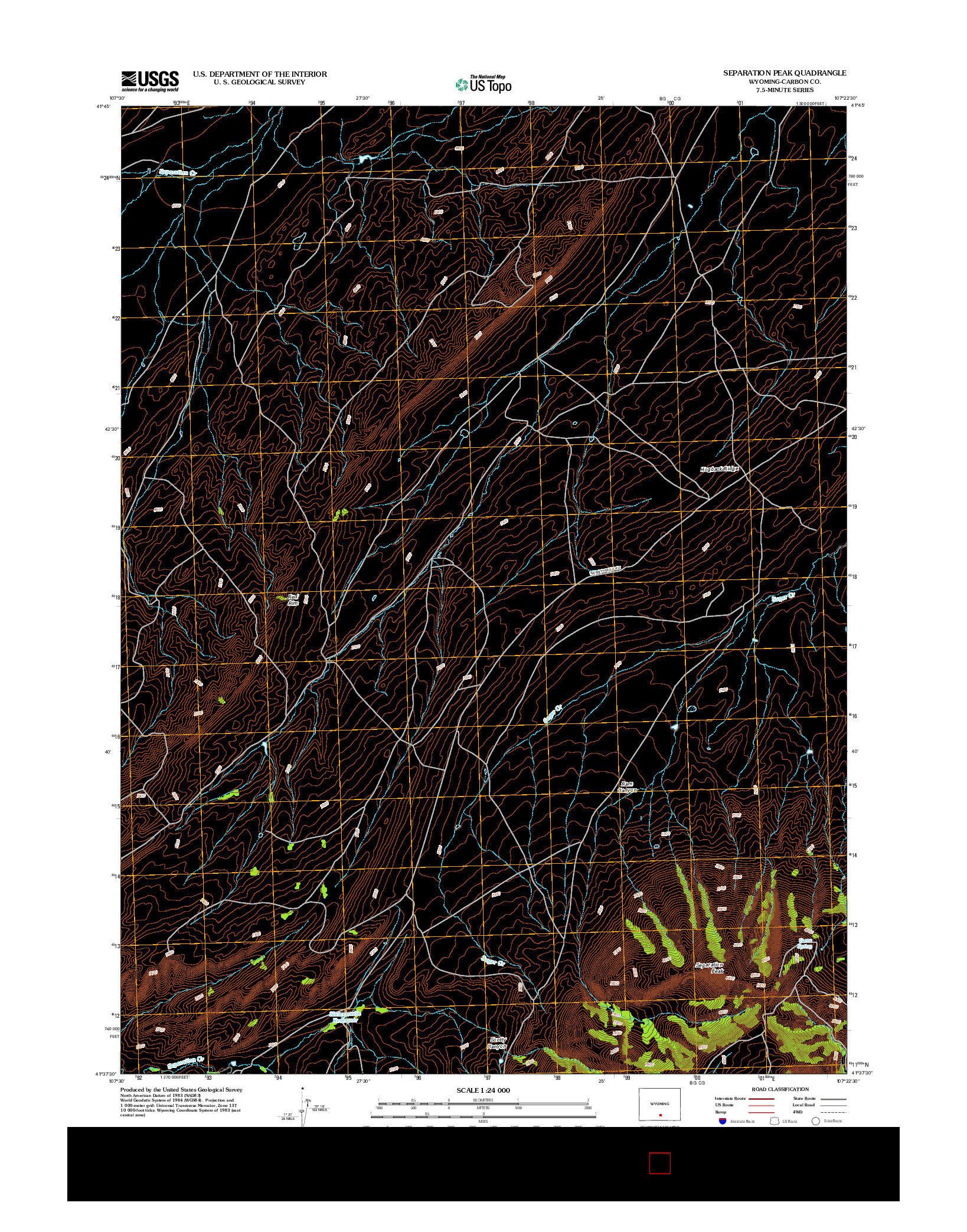 USGS US TOPO 7.5-MINUTE MAP FOR SEPARATION PEAK, WY 2012