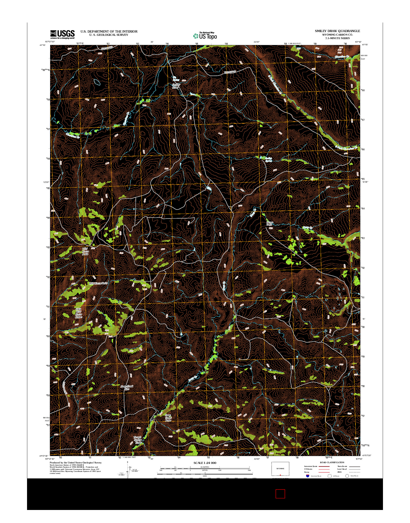 USGS US TOPO 7.5-MINUTE MAP FOR SMILEY DRAW, WY 2012