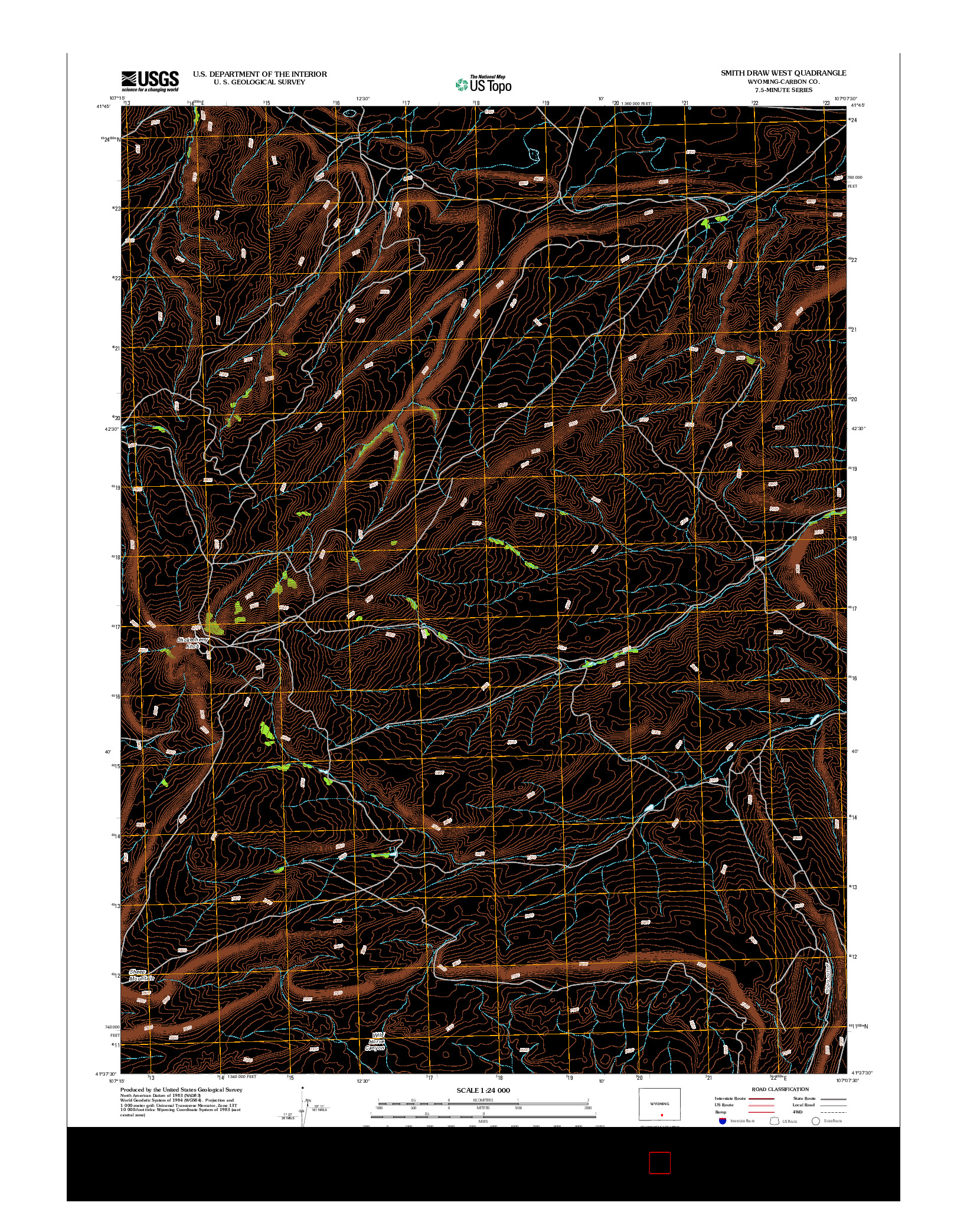 USGS US TOPO 7.5-MINUTE MAP FOR SMITH DRAW WEST, WY 2012