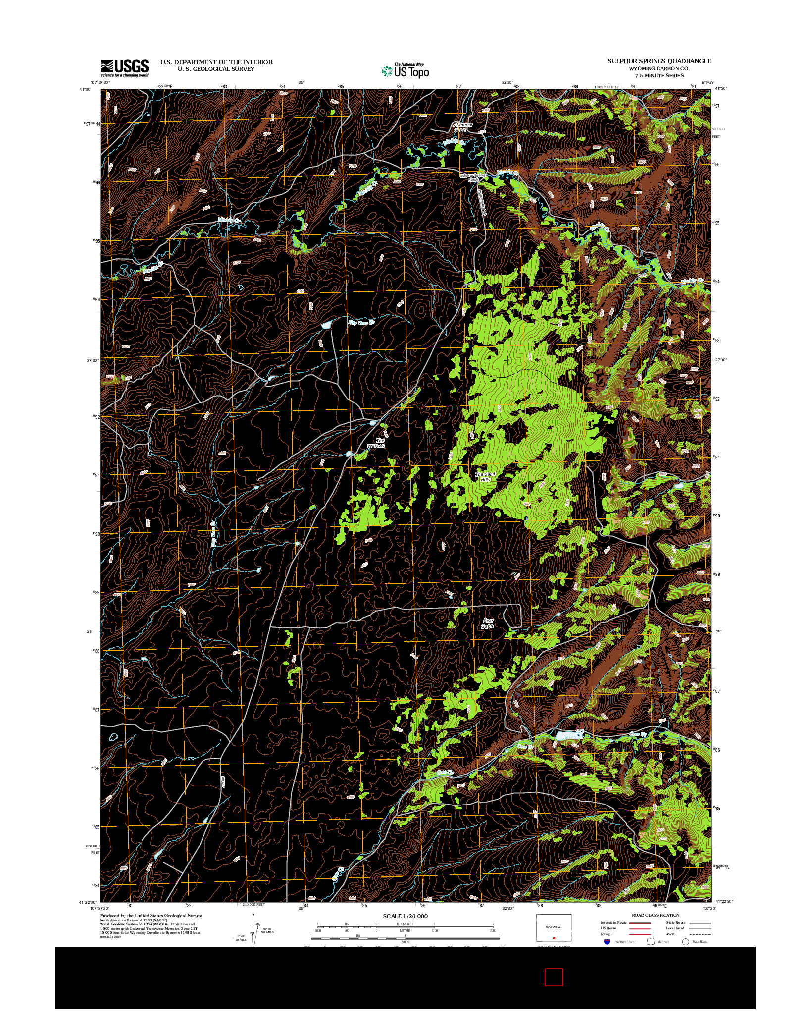 USGS US TOPO 7.5-MINUTE MAP FOR SULPHUR SPRINGS, WY 2012