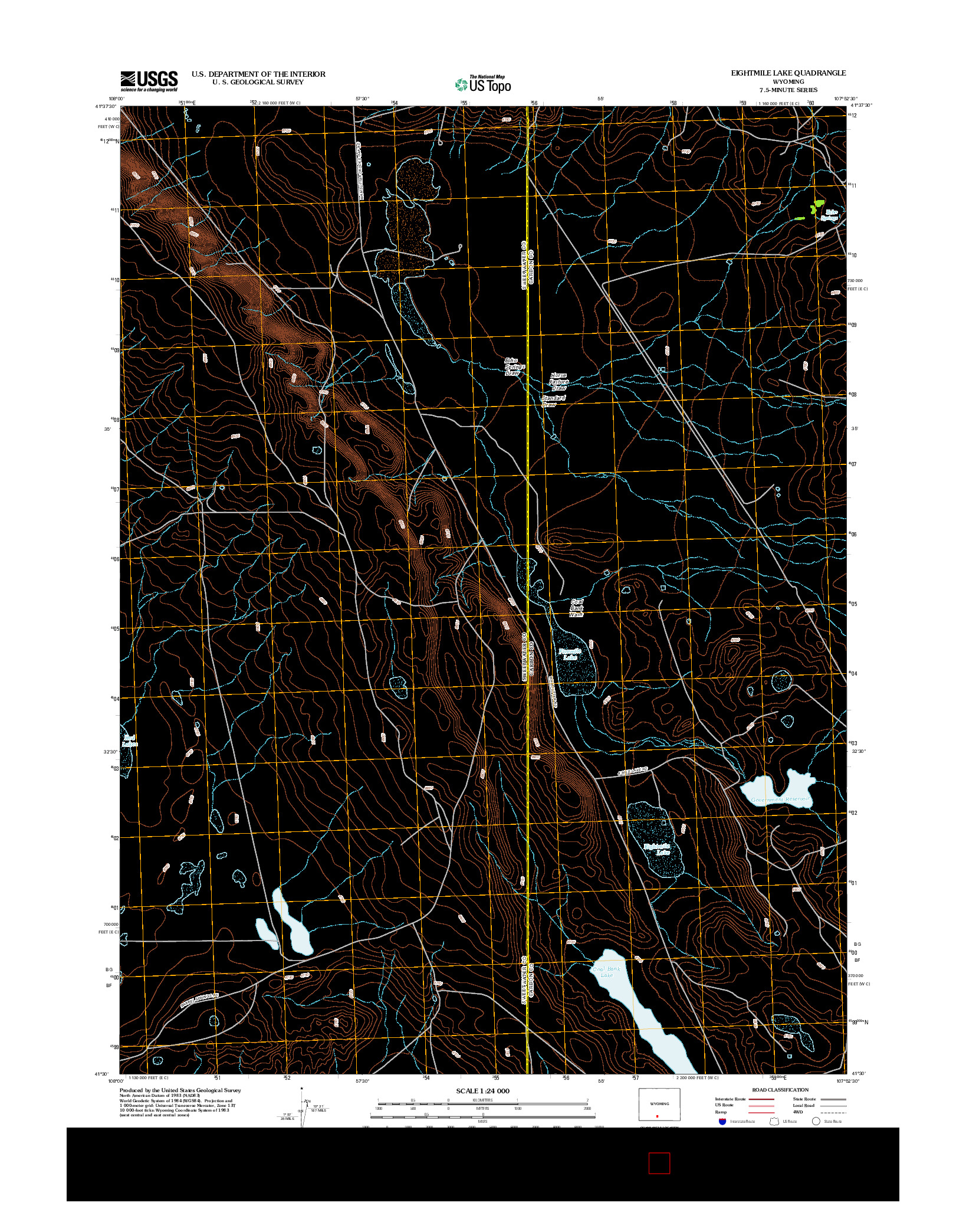 USGS US TOPO 7.5-MINUTE MAP FOR EIGHTMILE LAKE, WY 2012