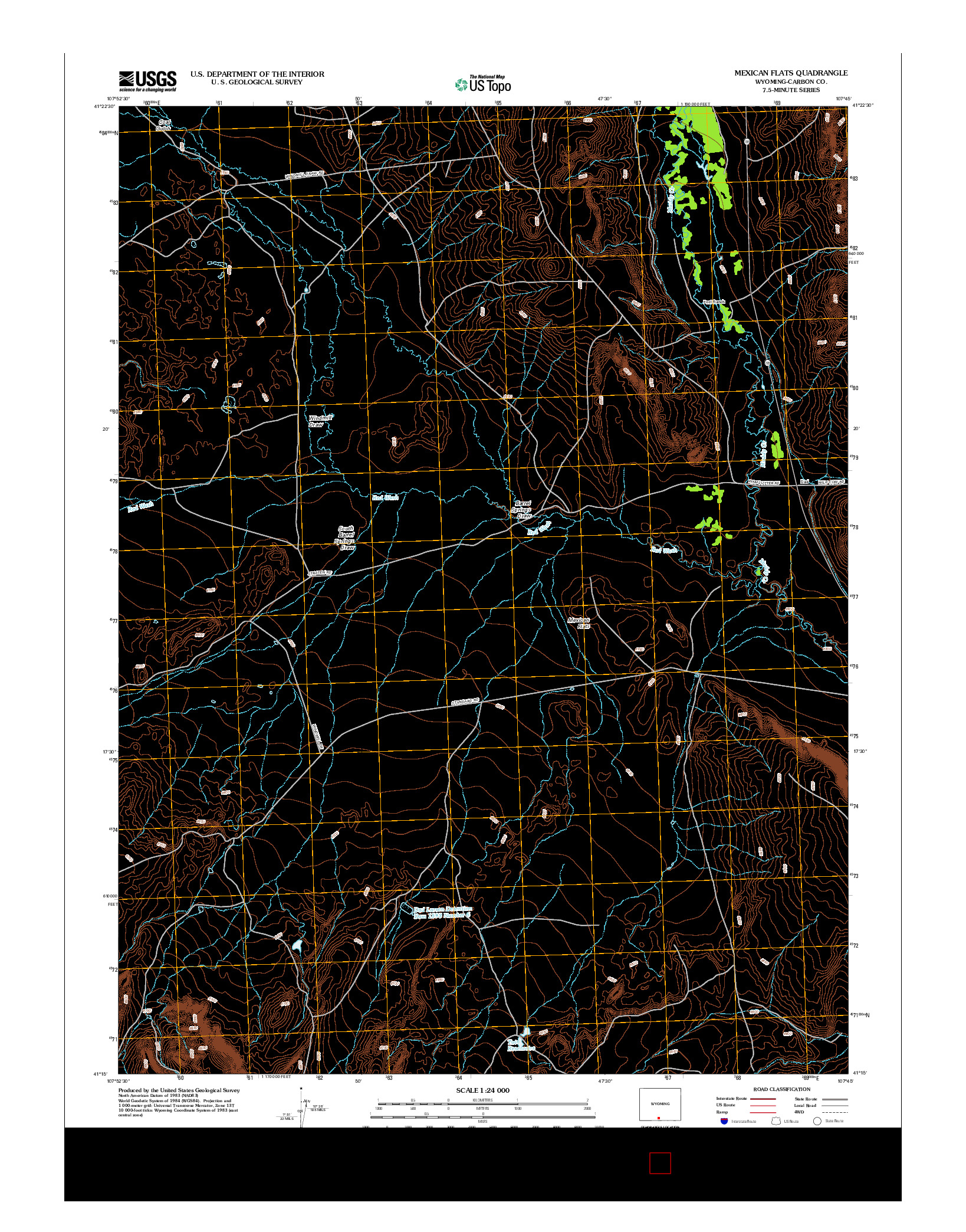 USGS US TOPO 7.5-MINUTE MAP FOR MEXICAN FLATS, WY 2012