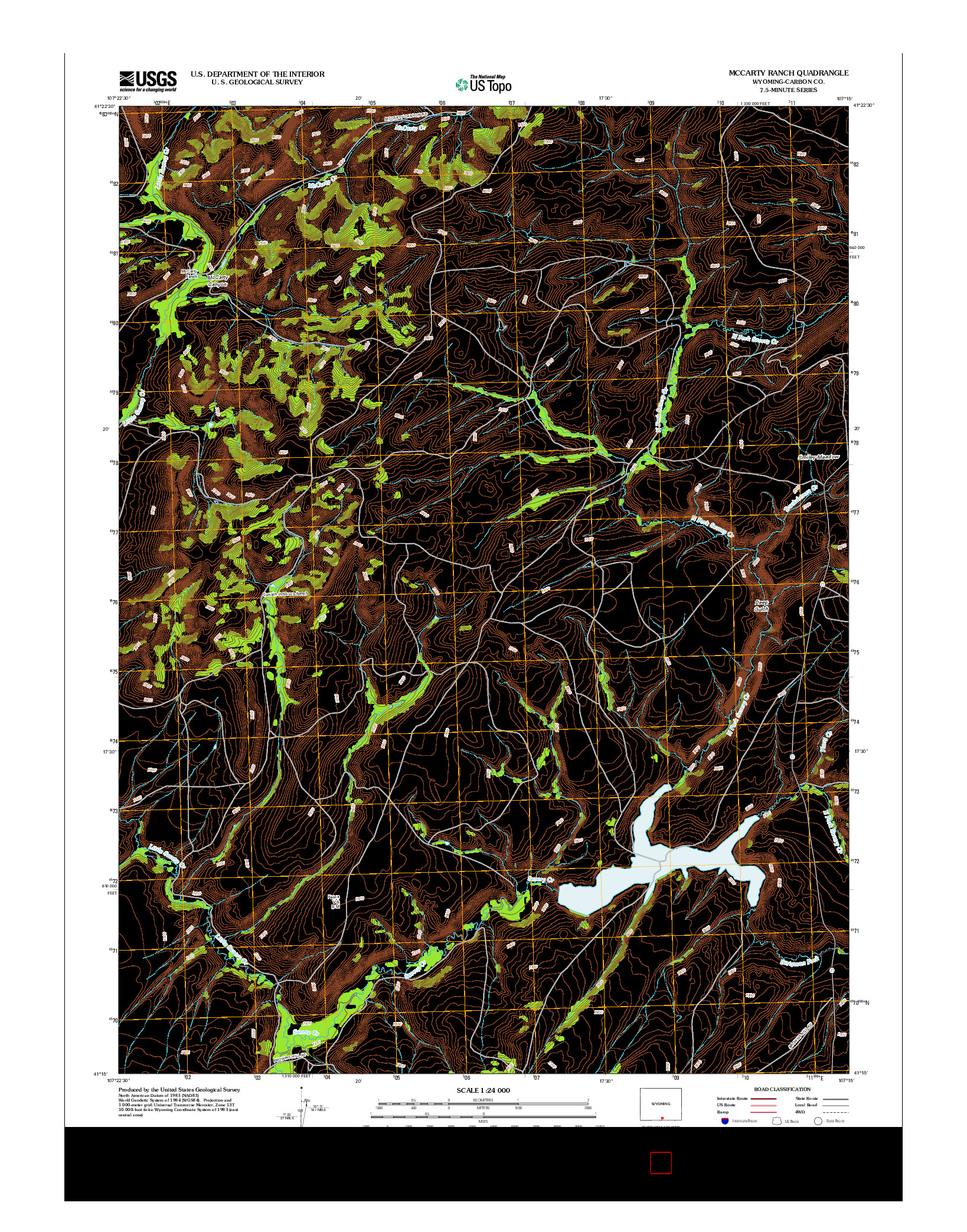 USGS US TOPO 7.5-MINUTE MAP FOR MCCARTY RANCH, WY 2012