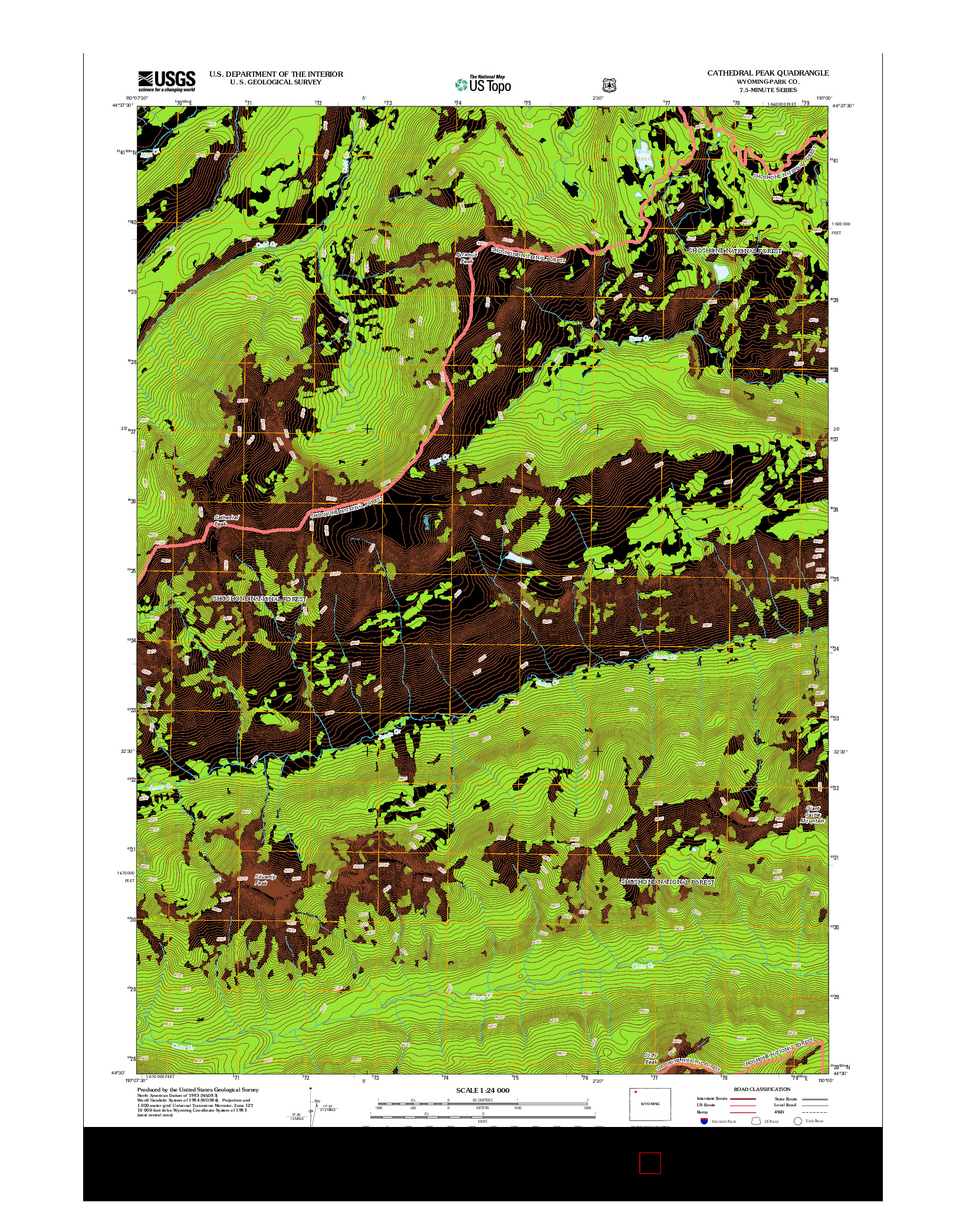 USGS US TOPO 7.5-MINUTE MAP FOR CATHEDRAL PEAK, WY 2012