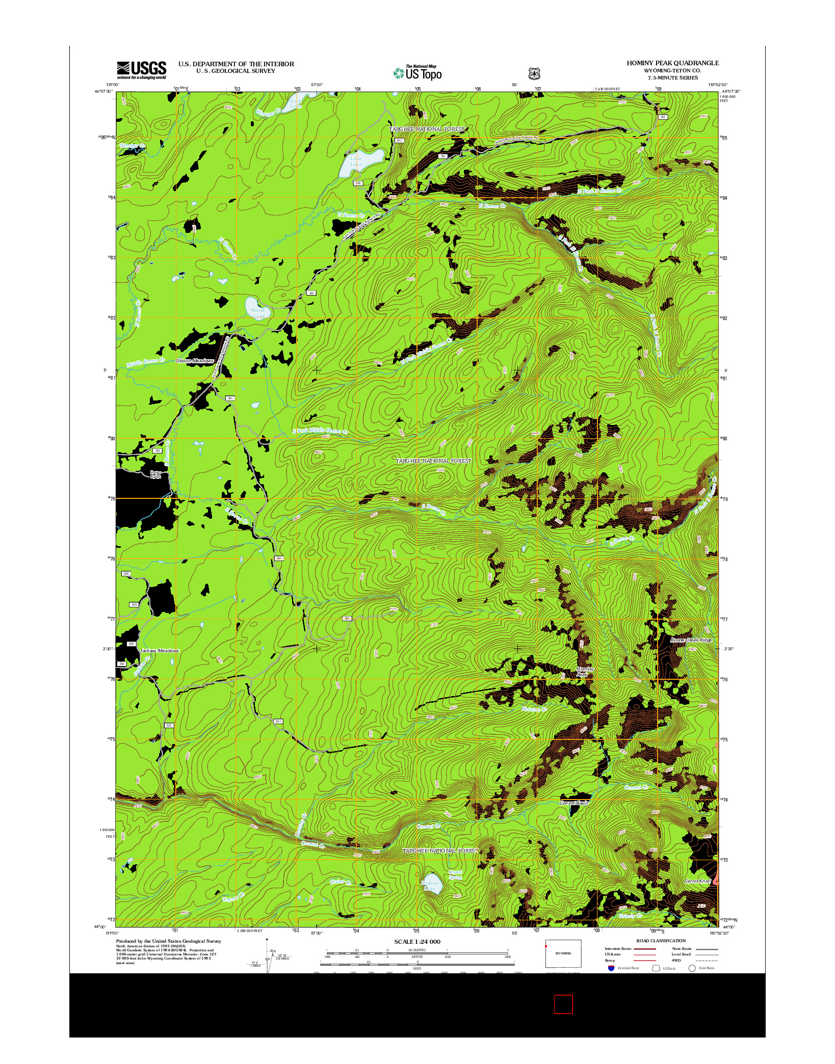 USGS US TOPO 7.5-MINUTE MAP FOR HOMINY PEAK, WY 2012