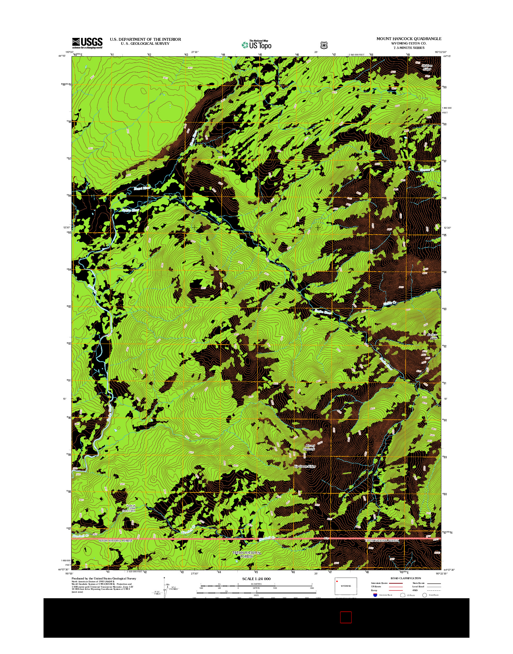 USGS US TOPO 7.5-MINUTE MAP FOR MOUNT HANCOCK, WY 2012
