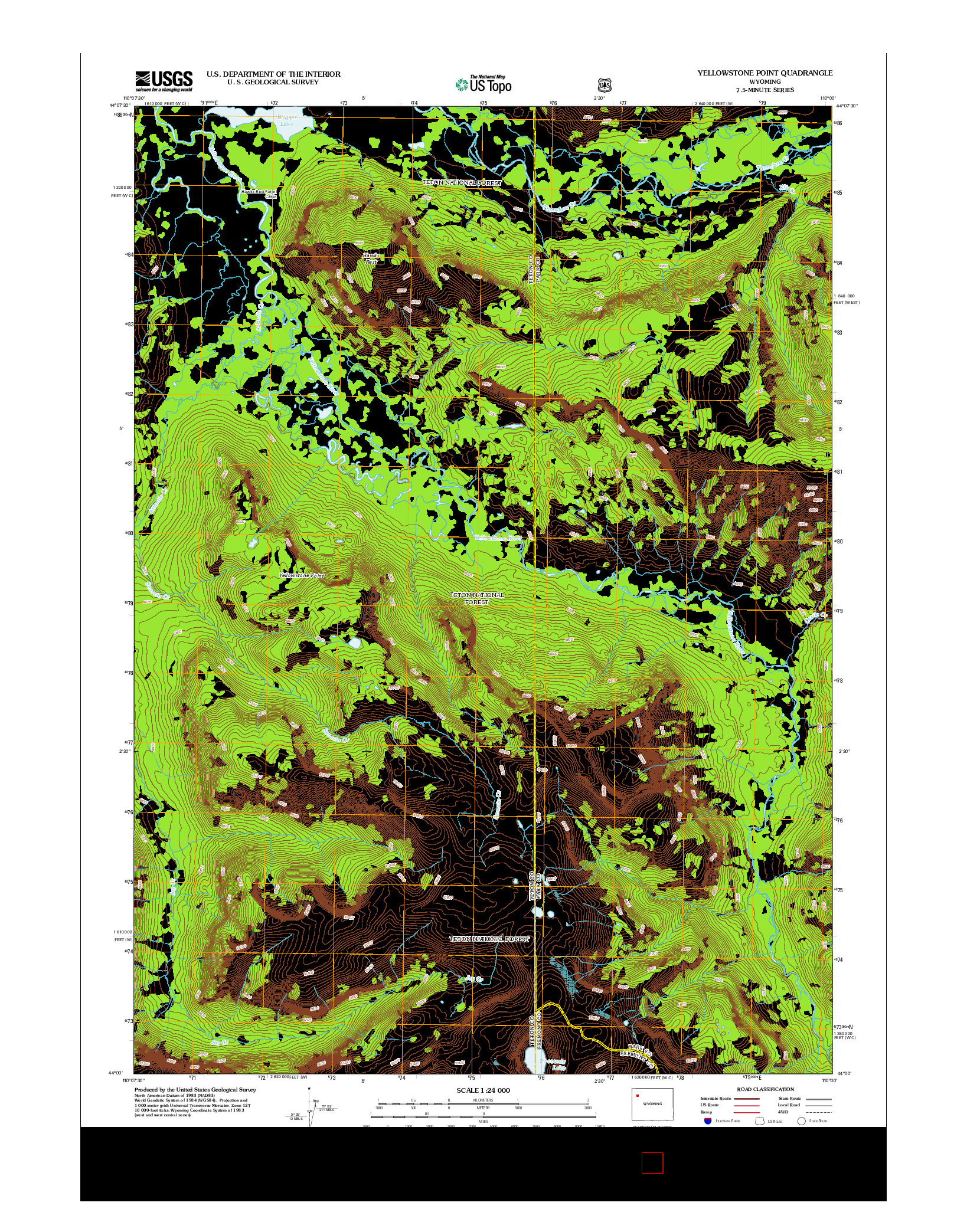 USGS US TOPO 7.5-MINUTE MAP FOR YELLOWSTONE POINT, WY 2012