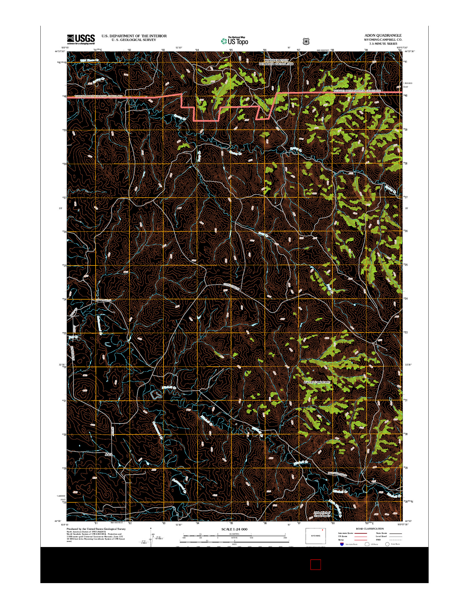 USGS US TOPO 7.5-MINUTE MAP FOR ADON, WY 2012