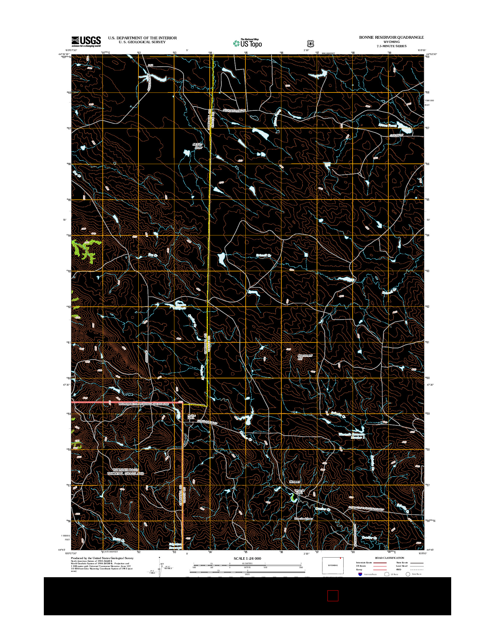 USGS US TOPO 7.5-MINUTE MAP FOR BONNIE RESERVOIR, WY 2012