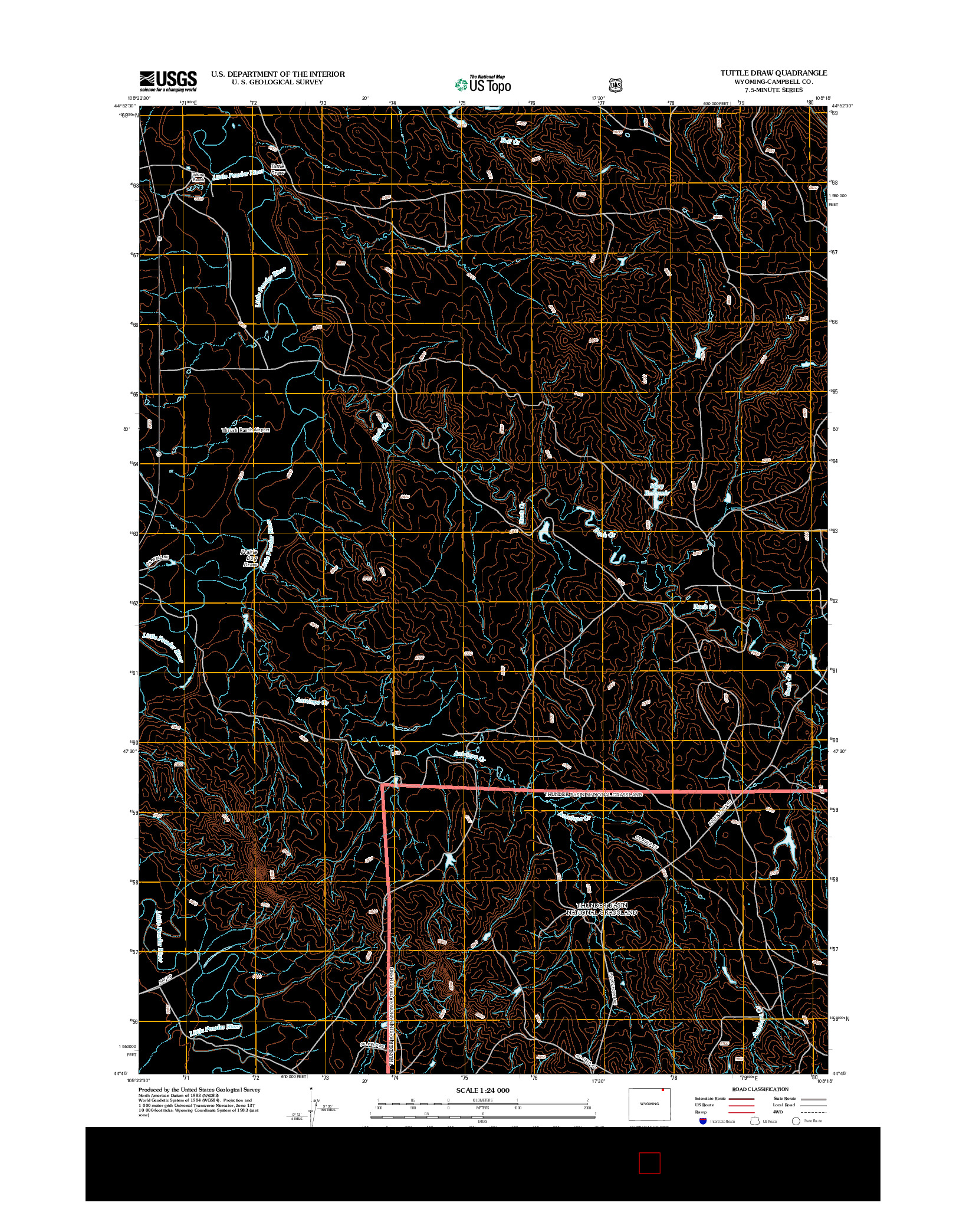 USGS US TOPO 7.5-MINUTE MAP FOR TUTTLE DRAW, WY 2012