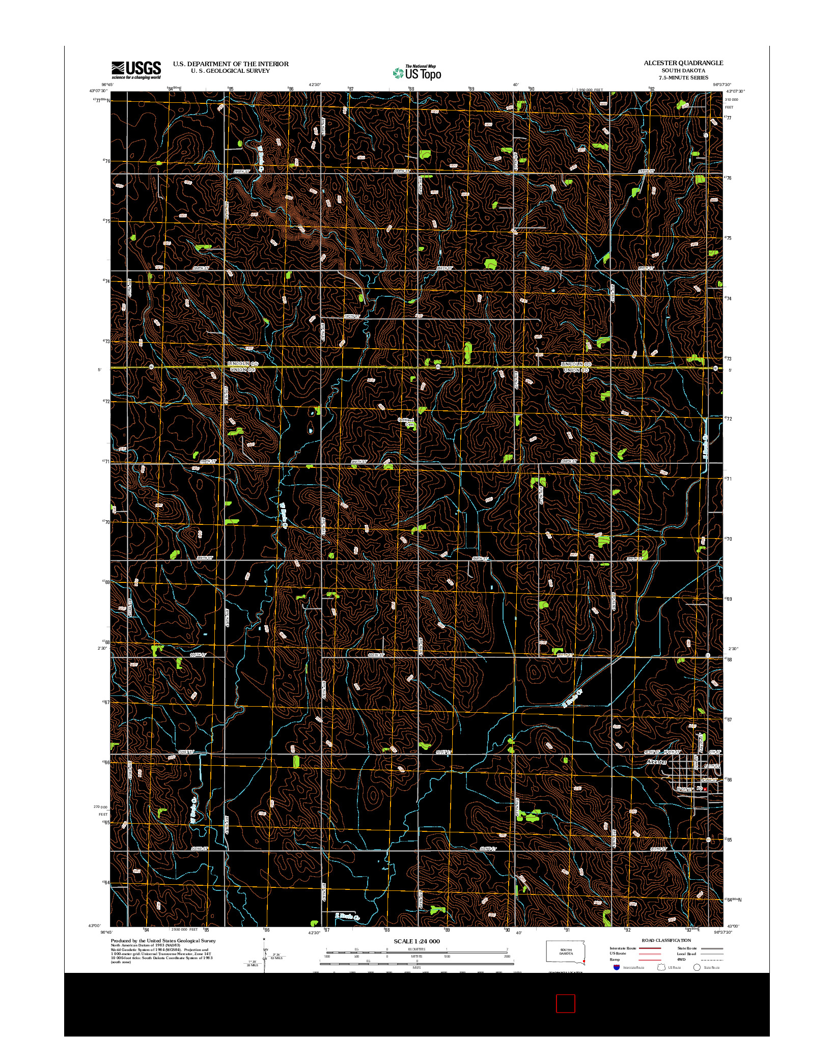 USGS US TOPO 7.5-MINUTE MAP FOR ALCESTER, SD 2012