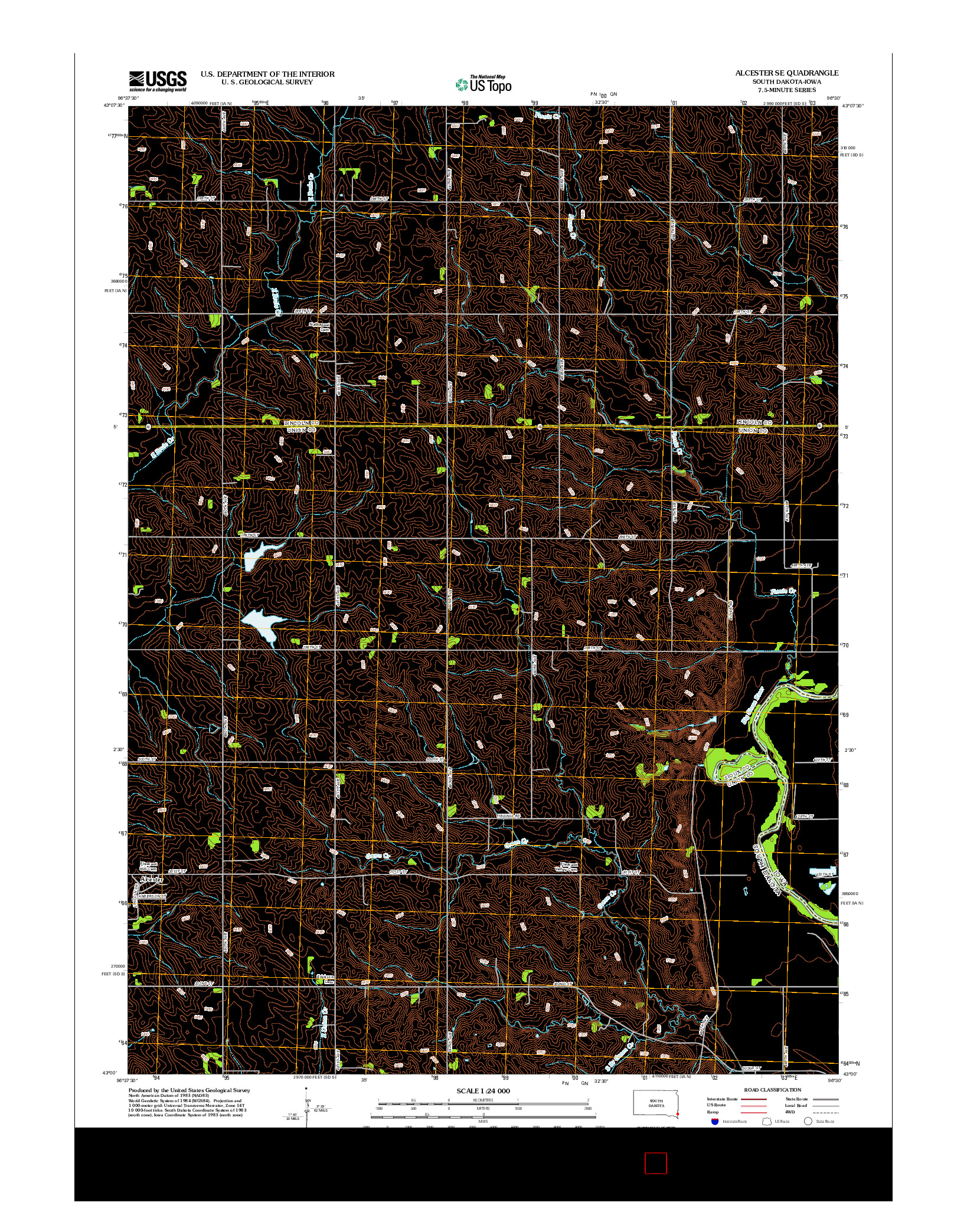 USGS US TOPO 7.5-MINUTE MAP FOR ALCESTER SE, SD-IA 2012