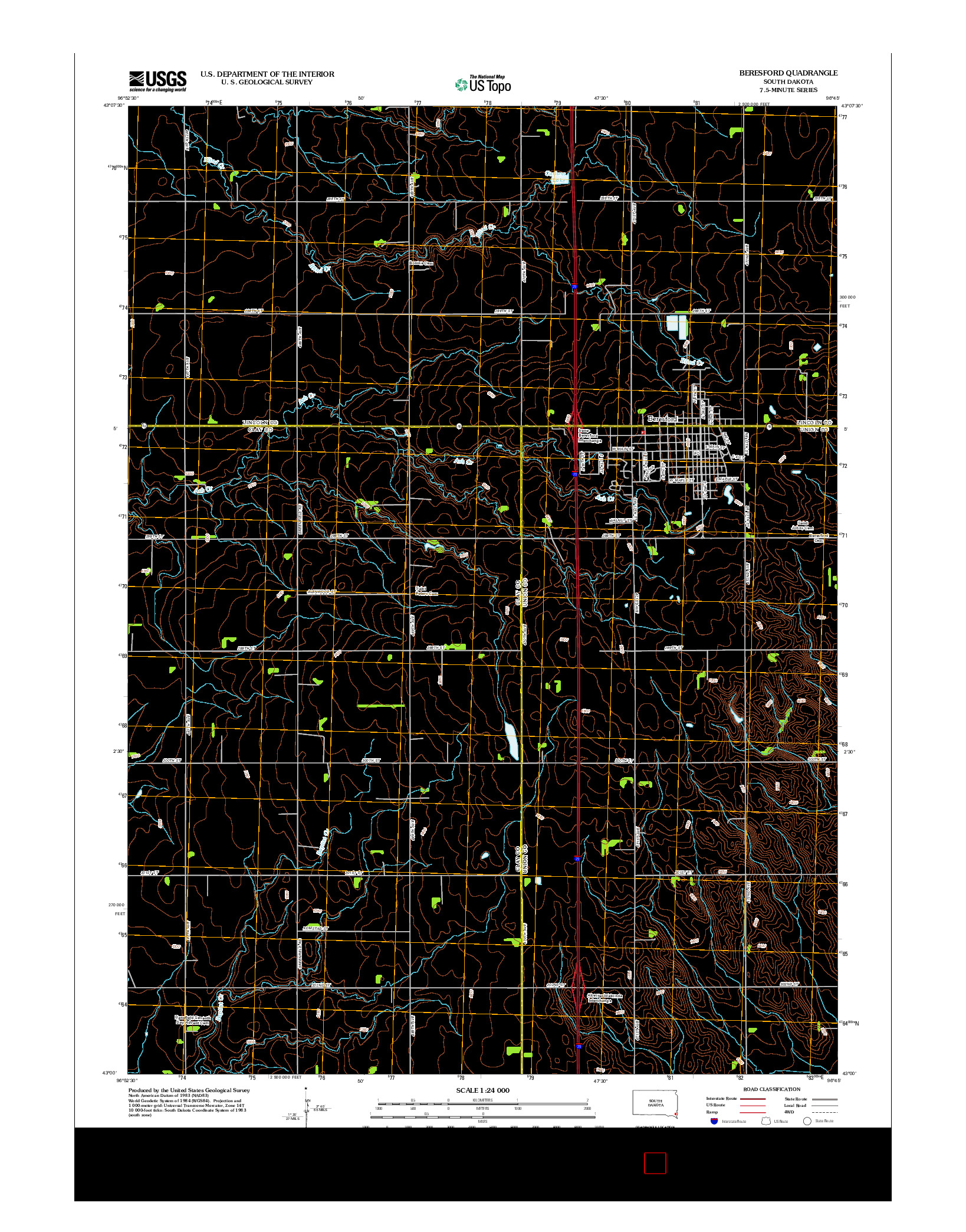 USGS US TOPO 7.5-MINUTE MAP FOR BERESFORD, SD 2012