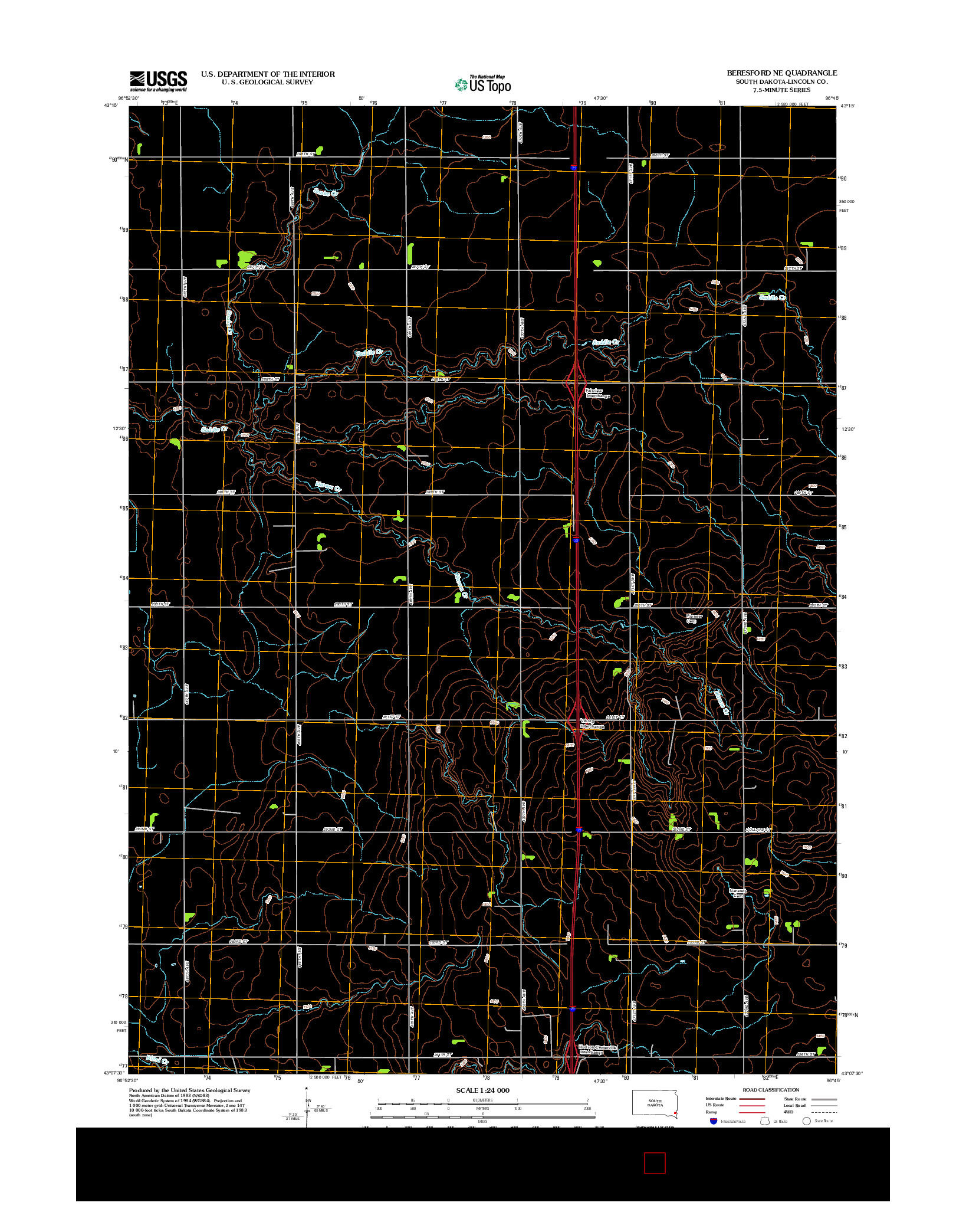 USGS US TOPO 7.5-MINUTE MAP FOR BERESFORD NE, SD 2012