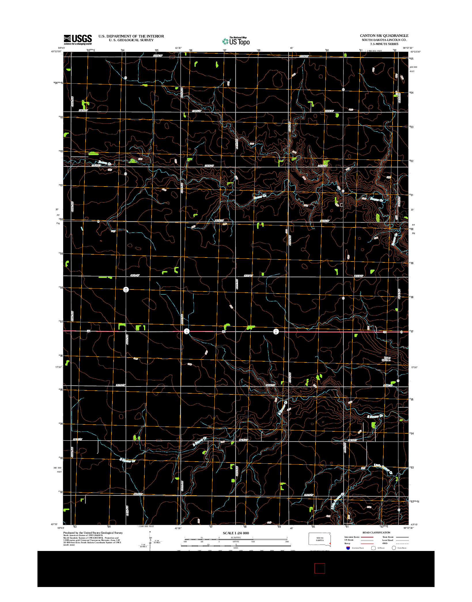 USGS US TOPO 7.5-MINUTE MAP FOR CANTON SW, SD 2012