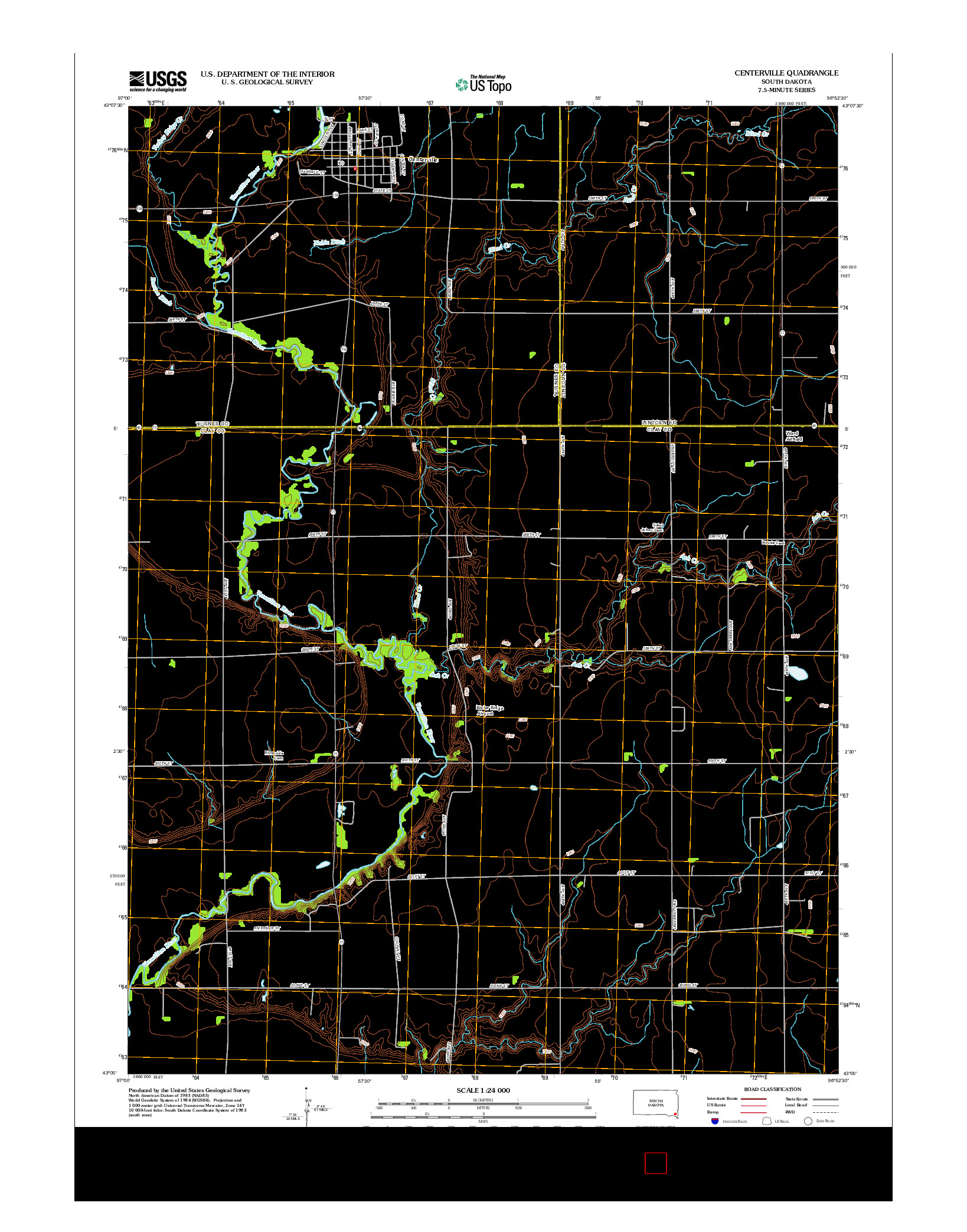 USGS US TOPO 7.5-MINUTE MAP FOR CENTERVILLE, SD 2012