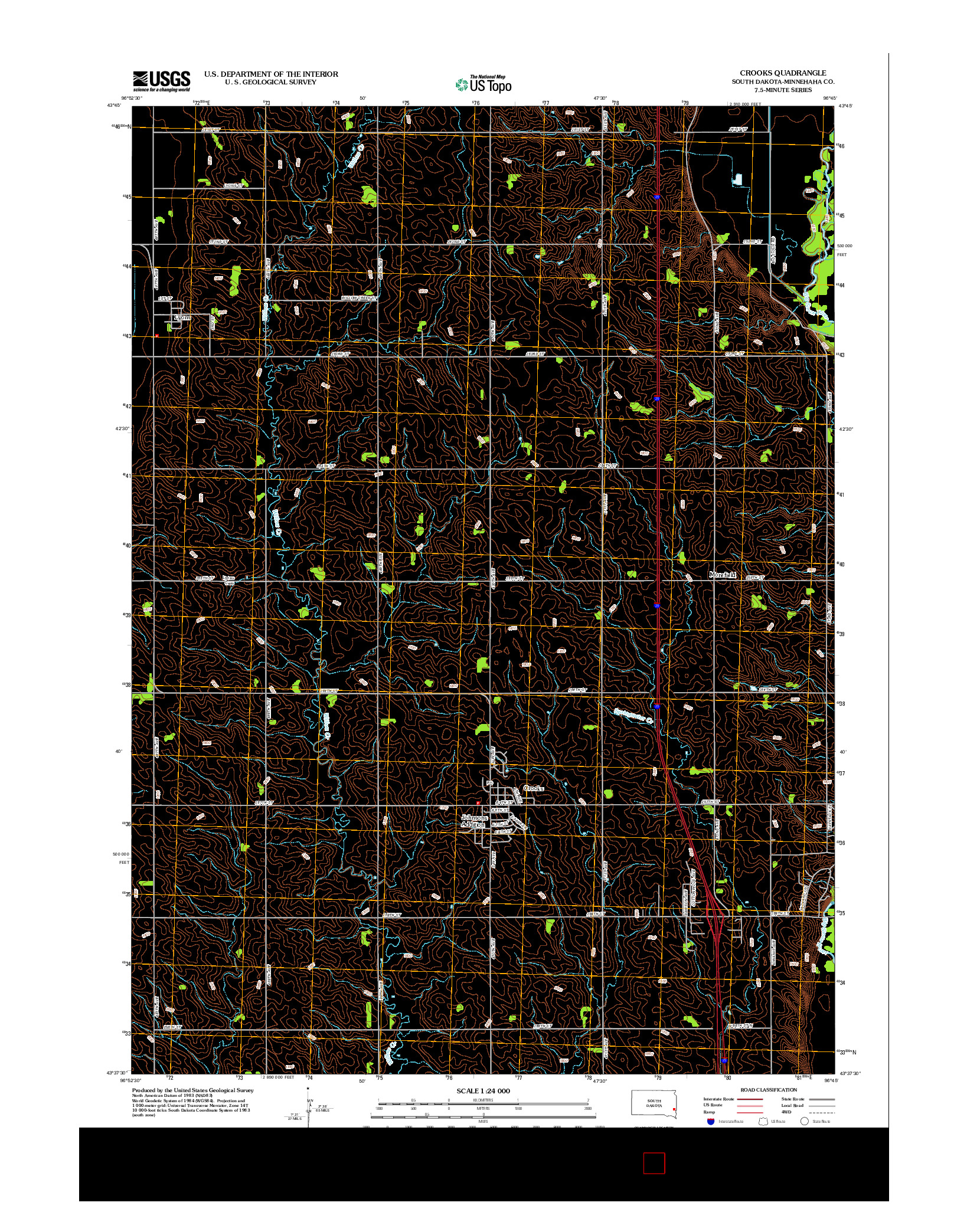 USGS US TOPO 7.5-MINUTE MAP FOR CROOKS, SD 2012