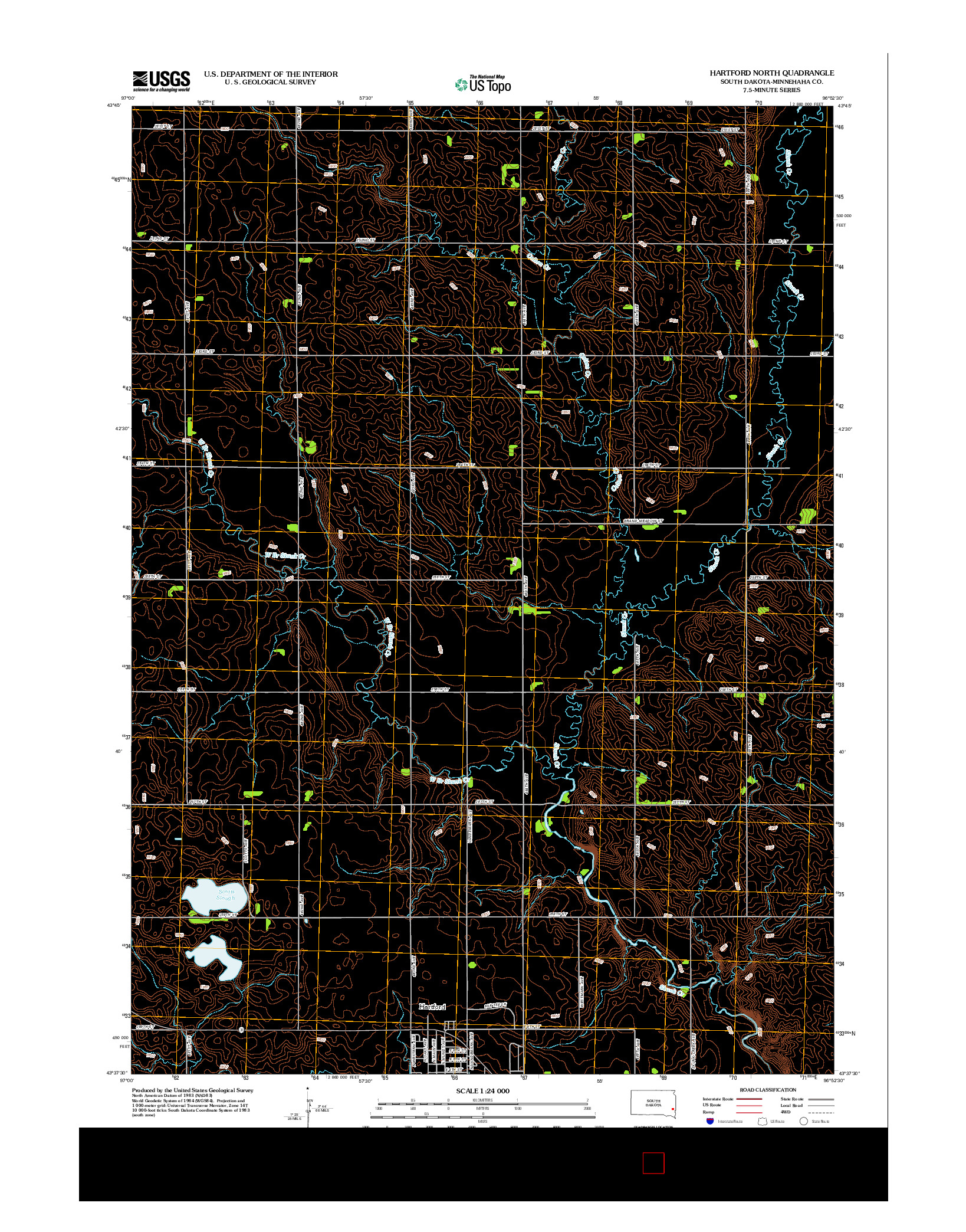 USGS US TOPO 7.5-MINUTE MAP FOR HARTFORD NORTH, SD 2012