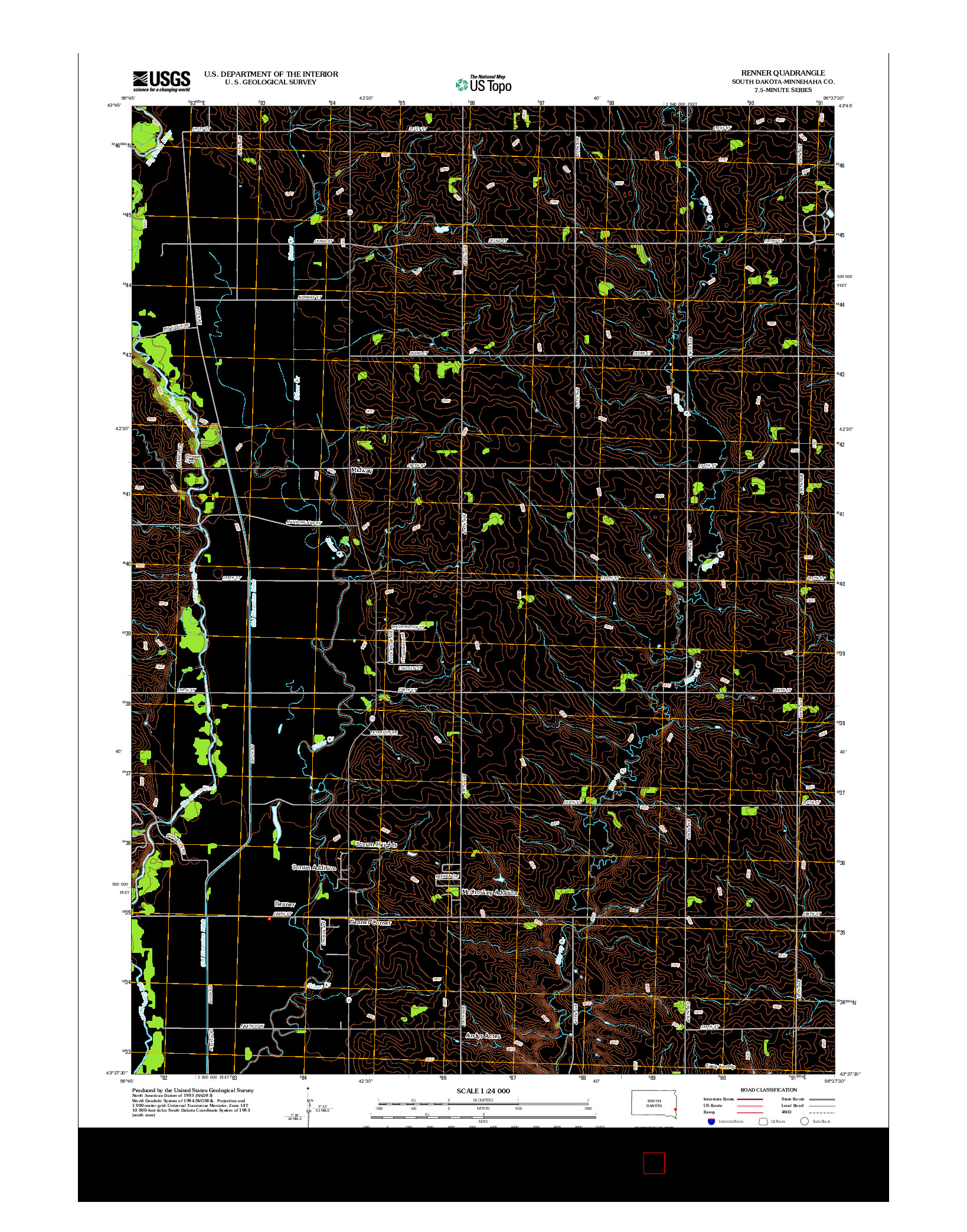 USGS US TOPO 7.5-MINUTE MAP FOR RENNER, SD 2012