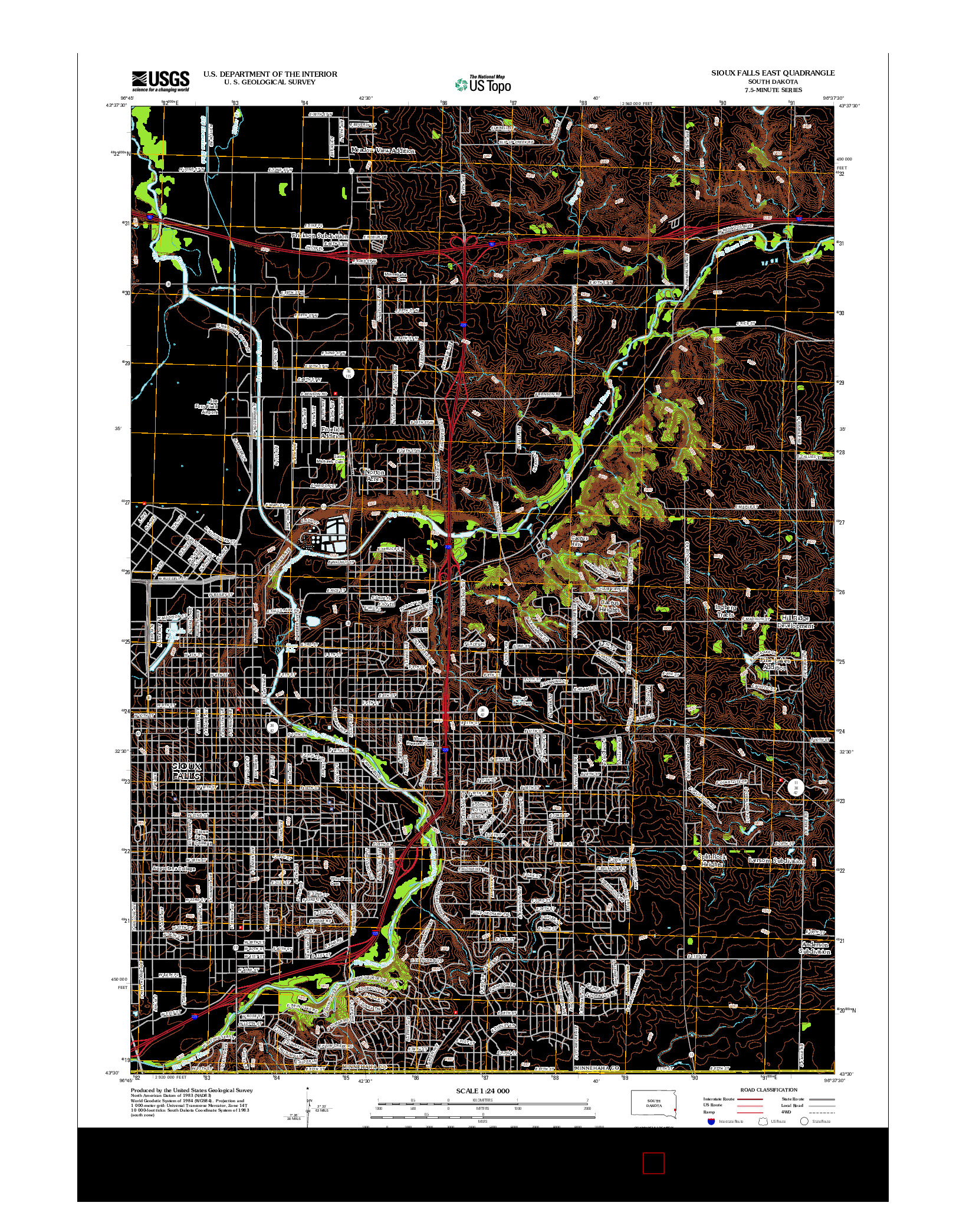 USGS US TOPO 7.5-MINUTE MAP FOR SIOUX FALLS EAST, SD 2012