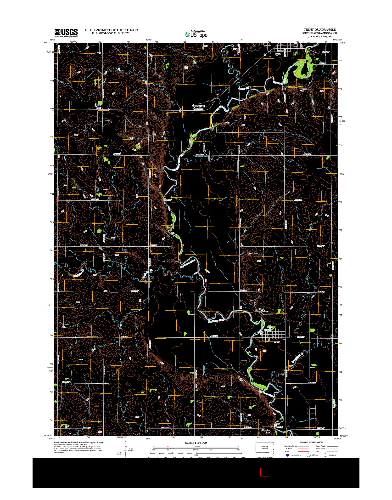 USGS US TOPO 7.5-MINUTE MAP FOR TRENT, SD 2012