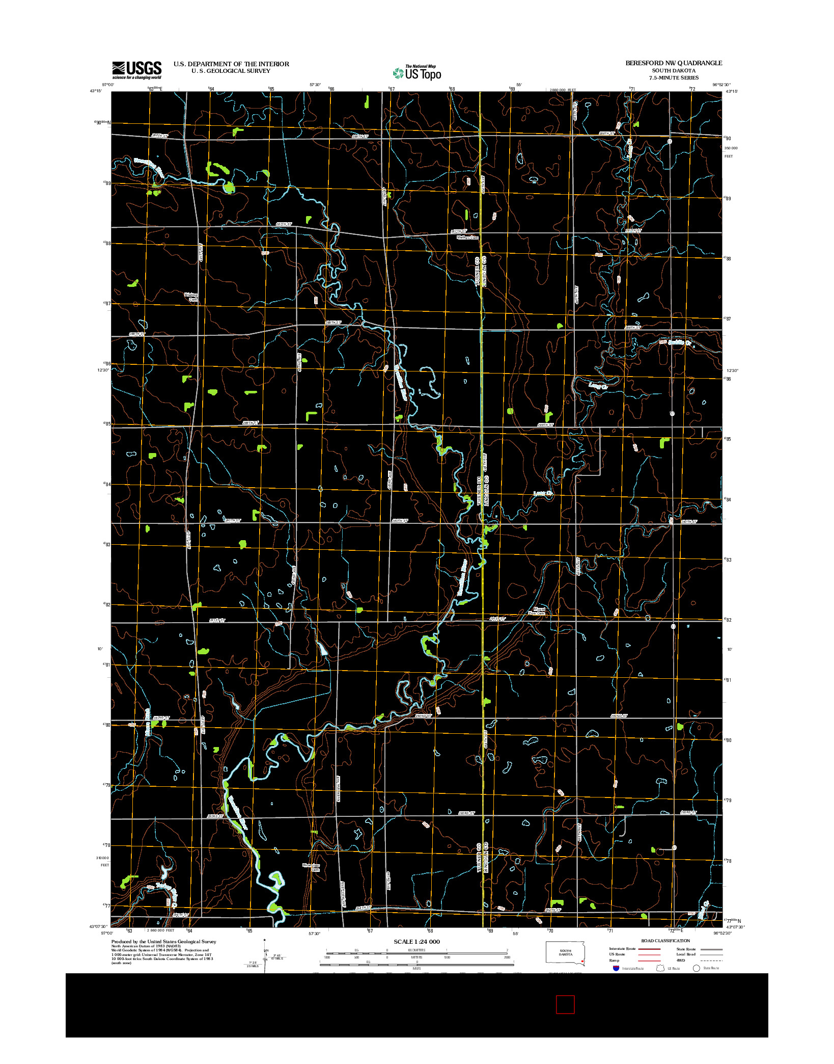 USGS US TOPO 7.5-MINUTE MAP FOR BERESFORD NW, SD 2012