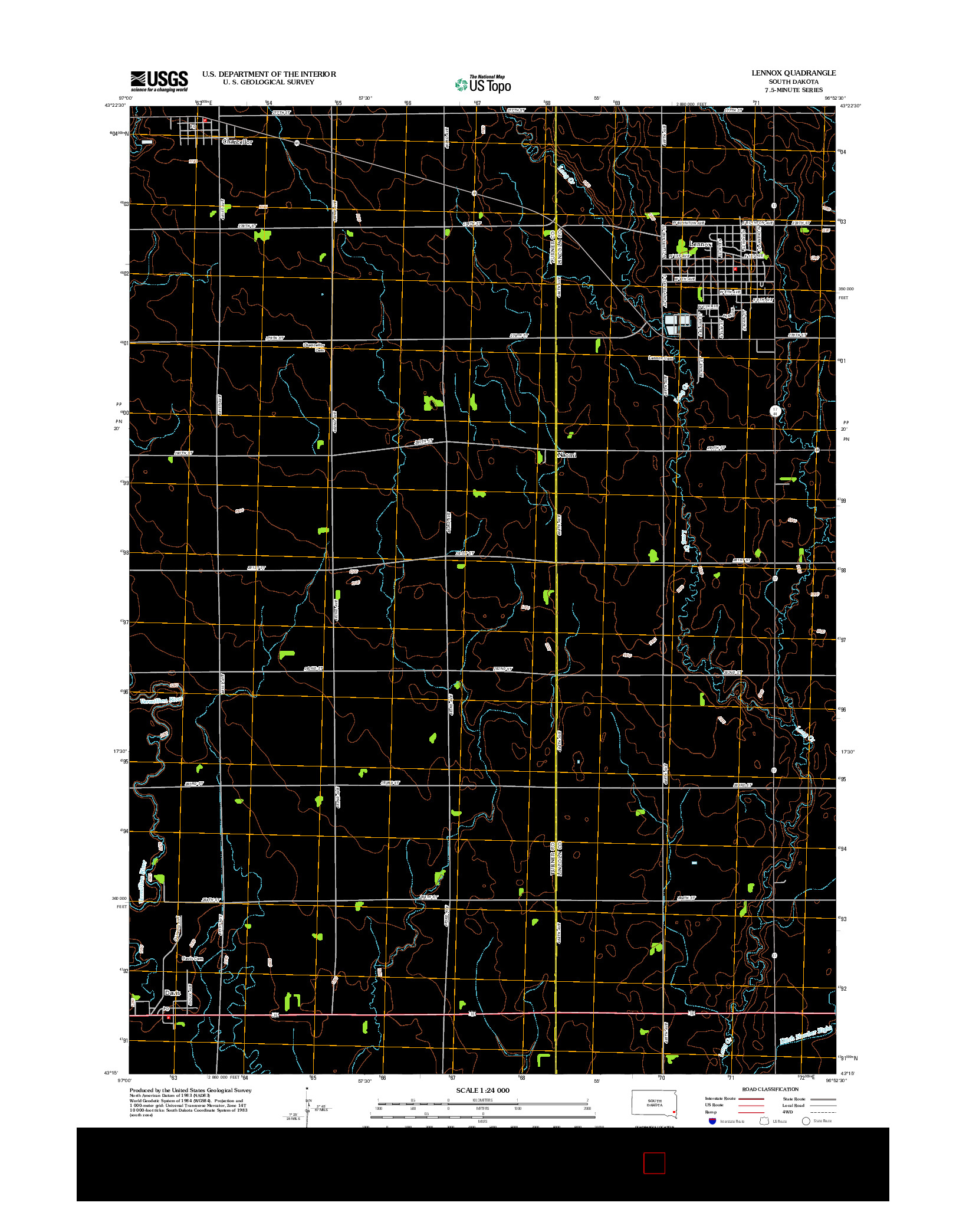 USGS US TOPO 7.5-MINUTE MAP FOR LENNOX, SD 2012