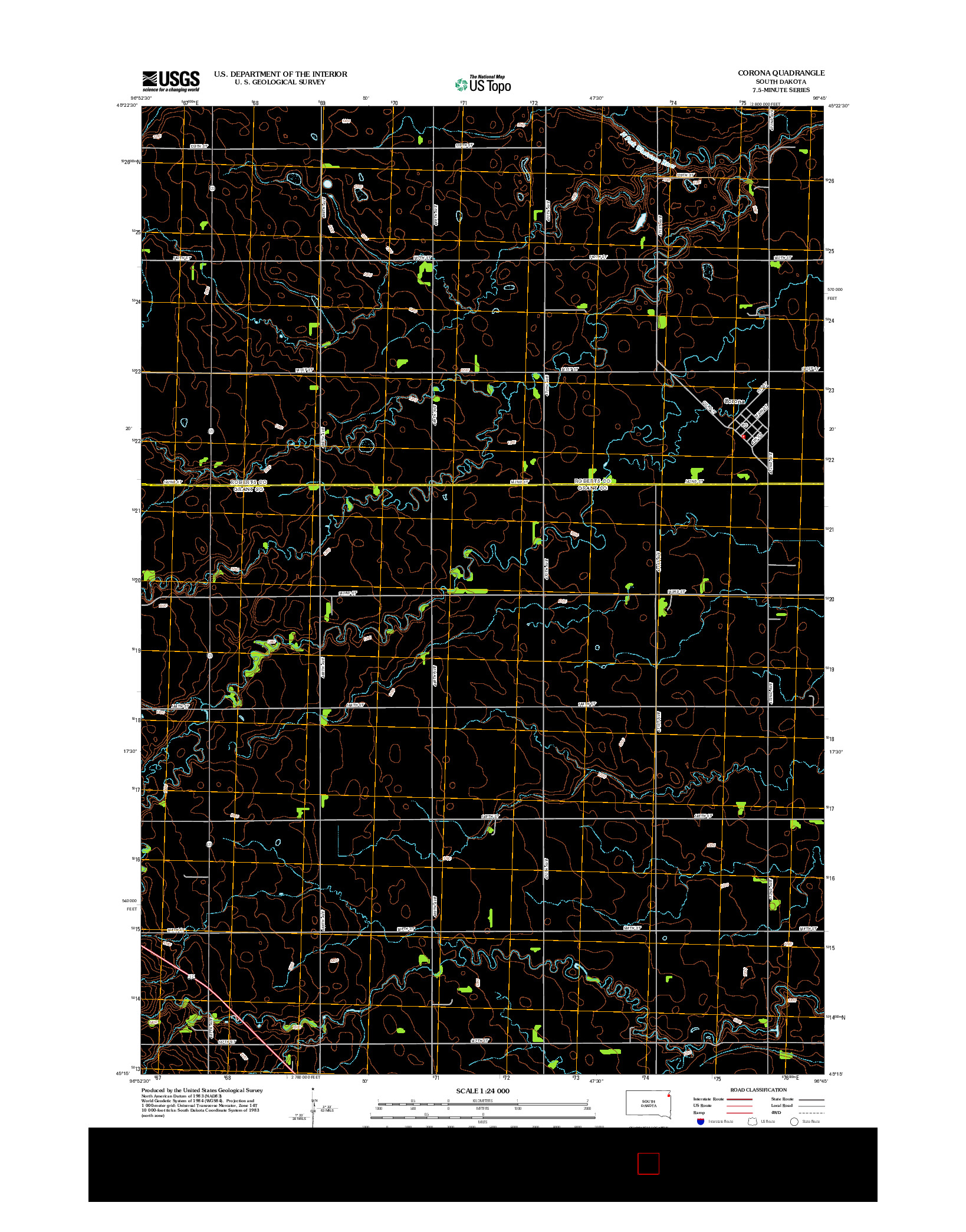 USGS US TOPO 7.5-MINUTE MAP FOR CORONA, SD 2012