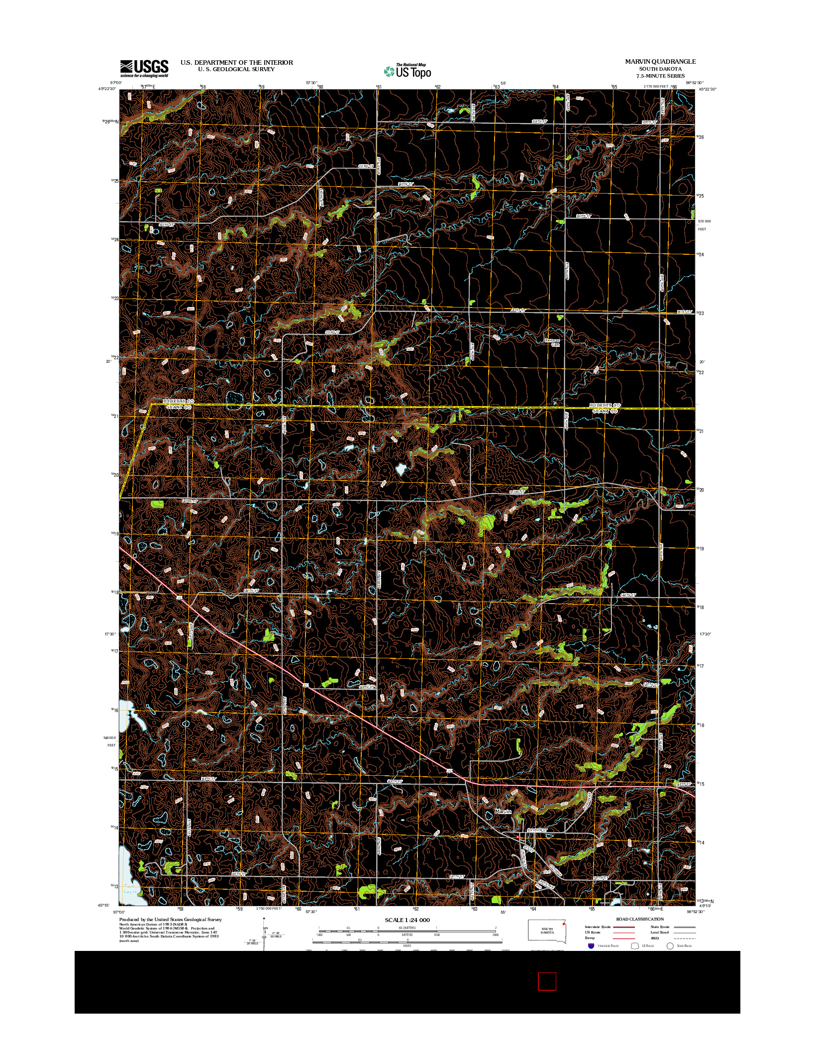 USGS US TOPO 7.5-MINUTE MAP FOR MARVIN, SD 2012