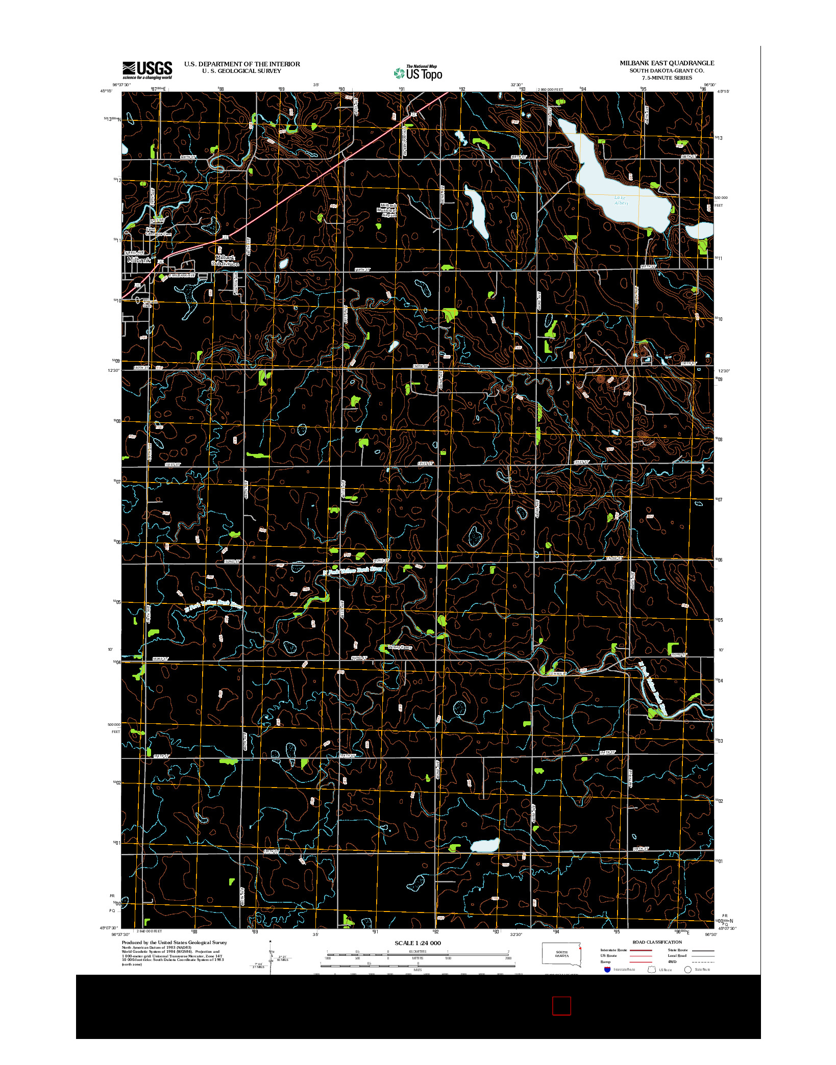 USGS US TOPO 7.5-MINUTE MAP FOR MILBANK EAST, SD 2012