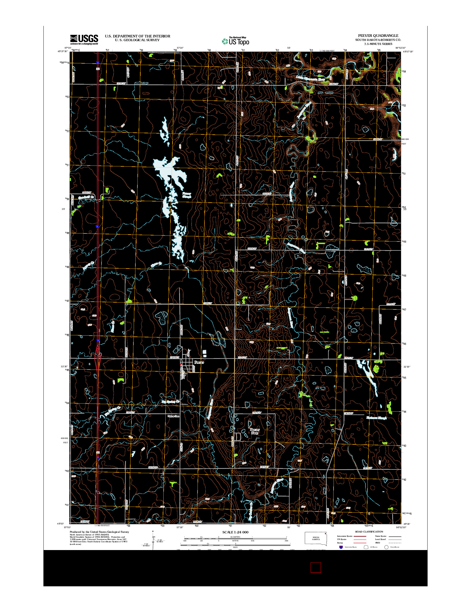USGS US TOPO 7.5-MINUTE MAP FOR PEEVER, SD 2012