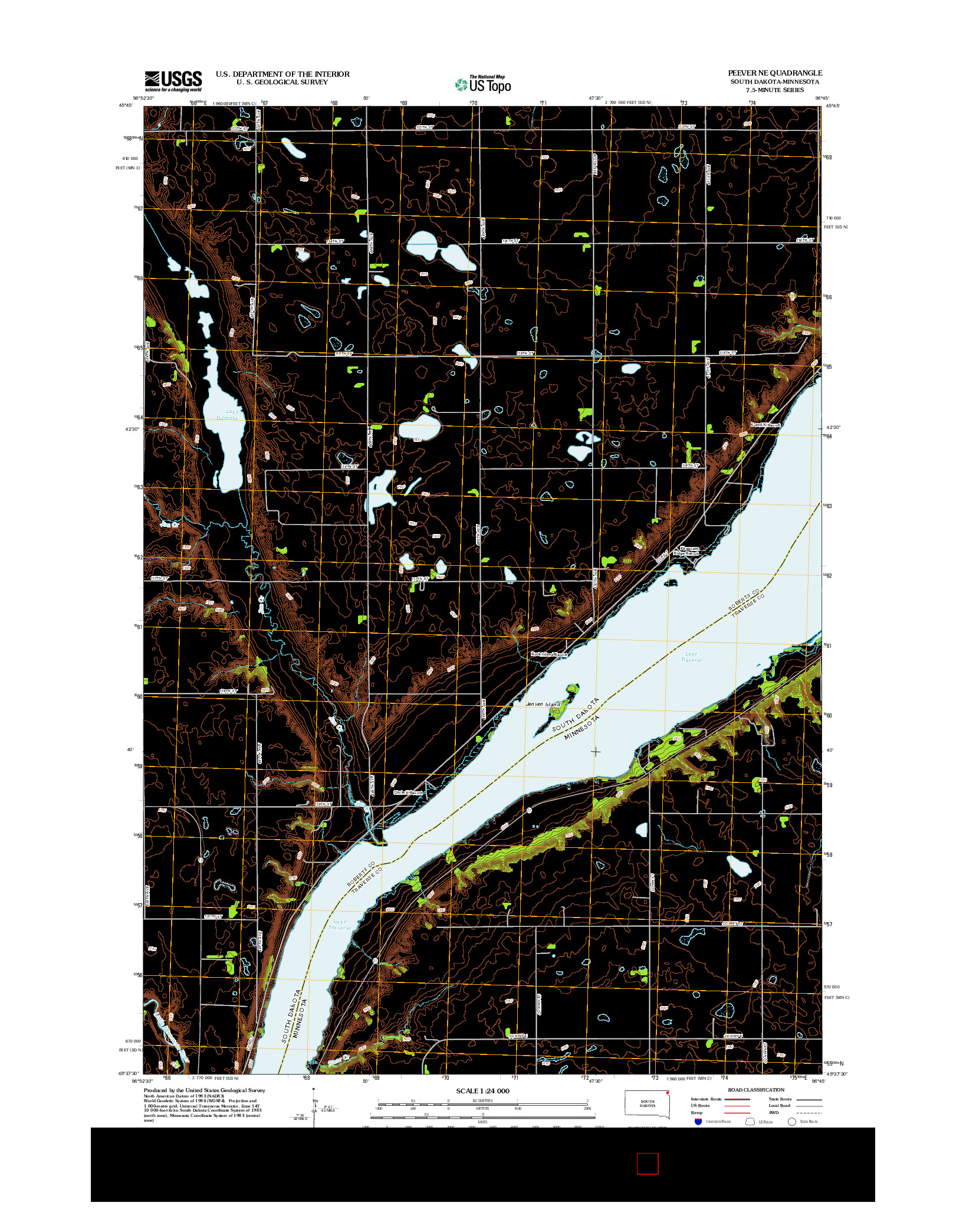USGS US TOPO 7.5-MINUTE MAP FOR PEEVER NE, SD-MN 2012