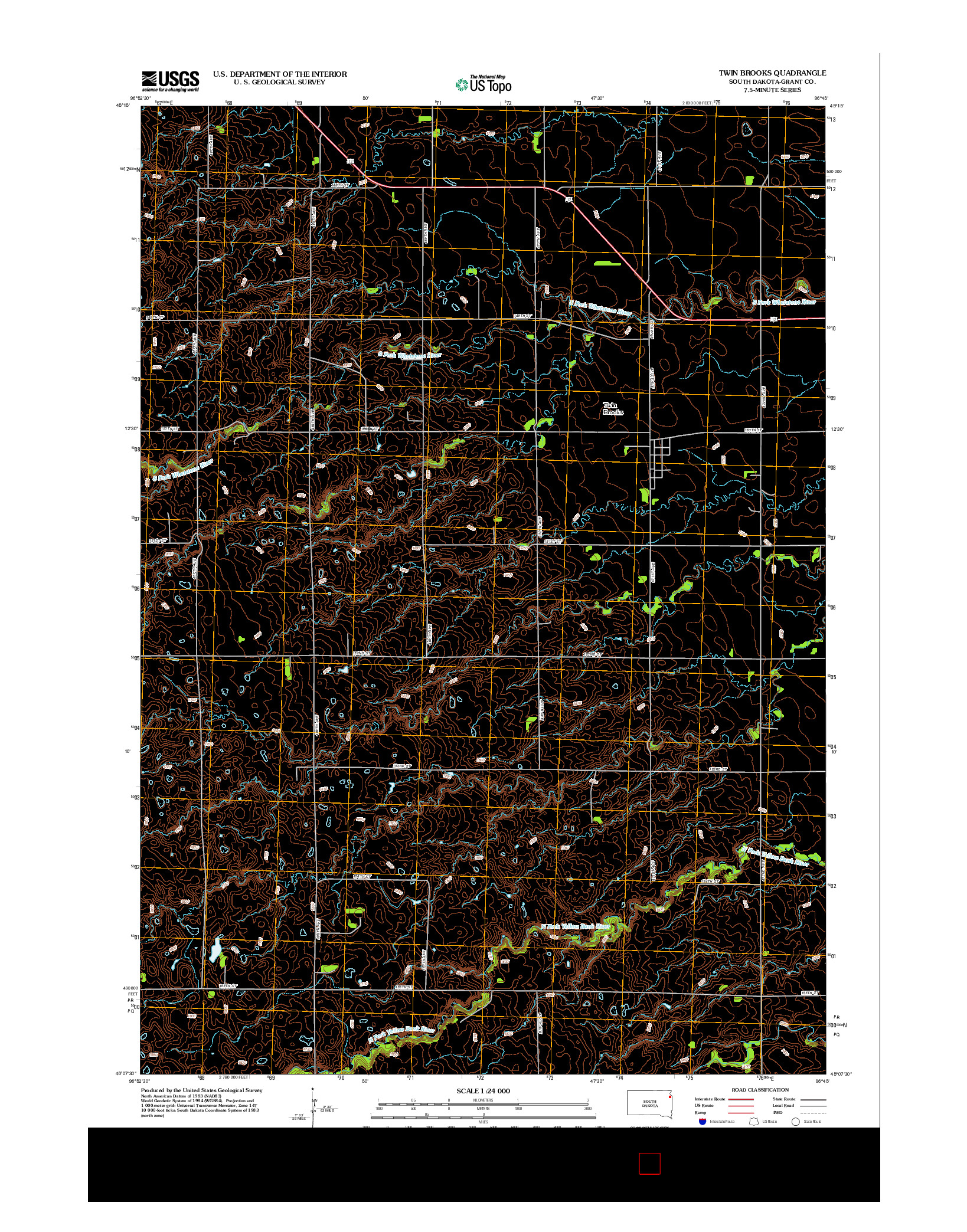 USGS US TOPO 7.5-MINUTE MAP FOR TWIN BROOKS, SD 2012