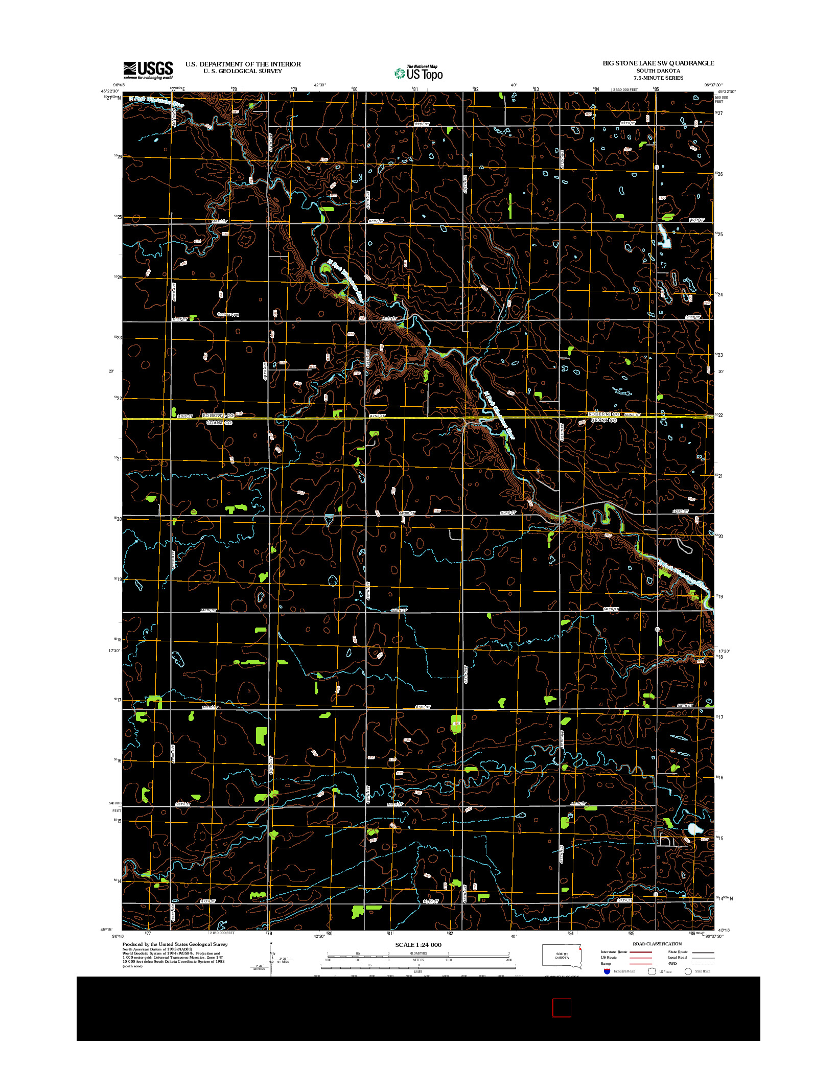 USGS US TOPO 7.5-MINUTE MAP FOR BIG STONE LAKE SW, SD 2012