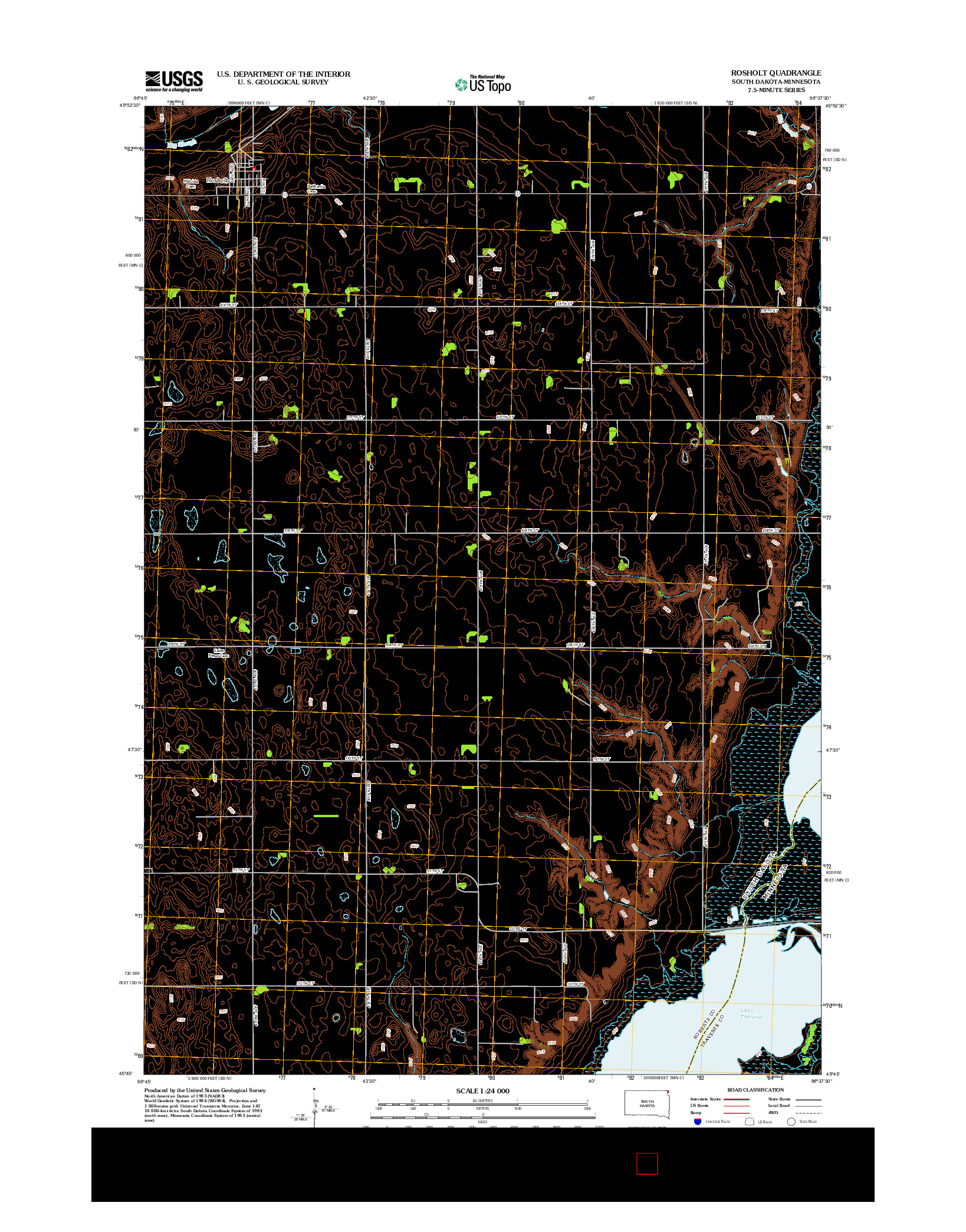 USGS US TOPO 7.5-MINUTE MAP FOR ROSHOLT, SD-MN 2012