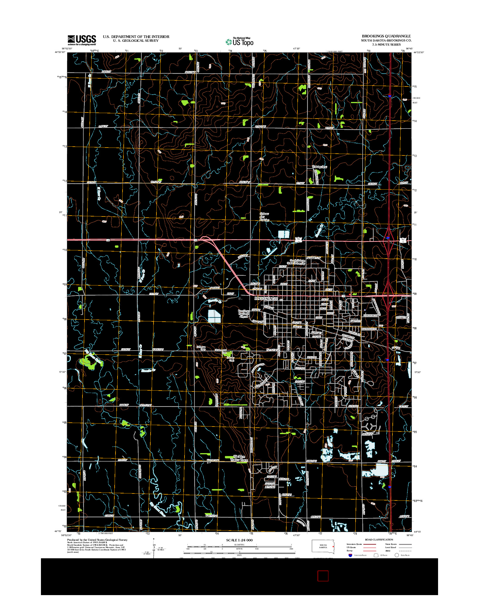 USGS US TOPO 7.5-MINUTE MAP FOR BROOKINGS, SD 2012