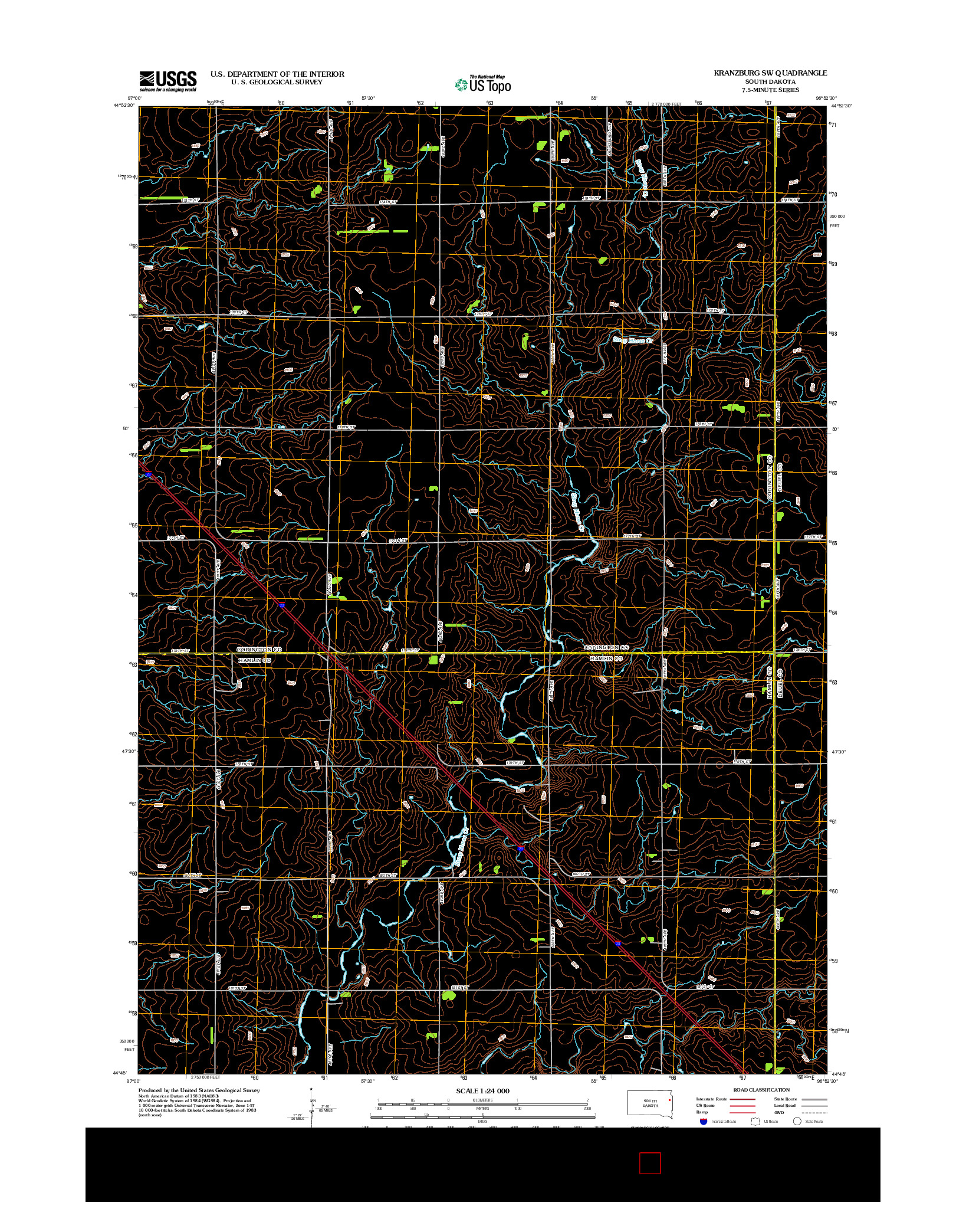USGS US TOPO 7.5-MINUTE MAP FOR KRANZBURG SW, SD 2012