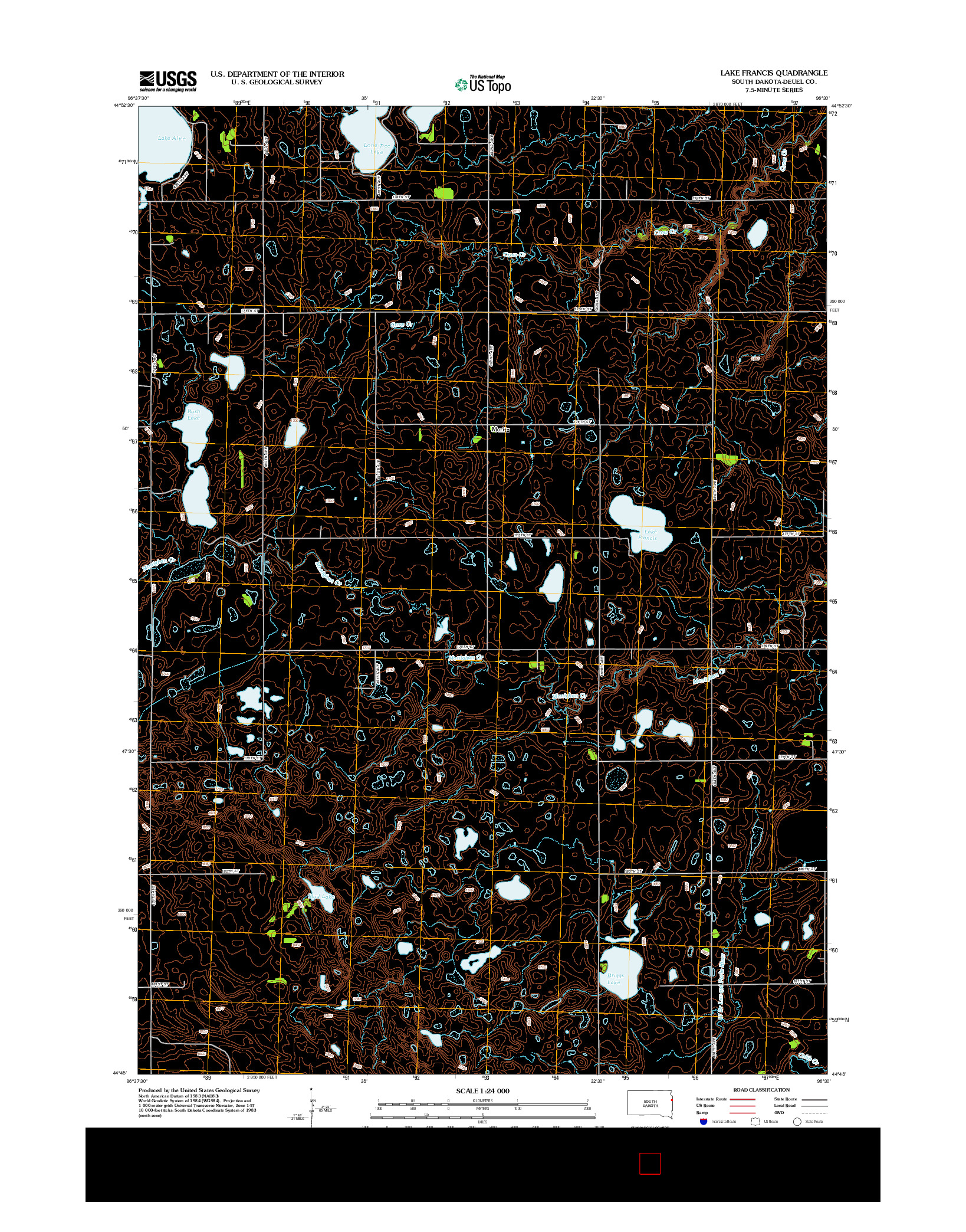 USGS US TOPO 7.5-MINUTE MAP FOR LAKE FRANCIS, SD 2012