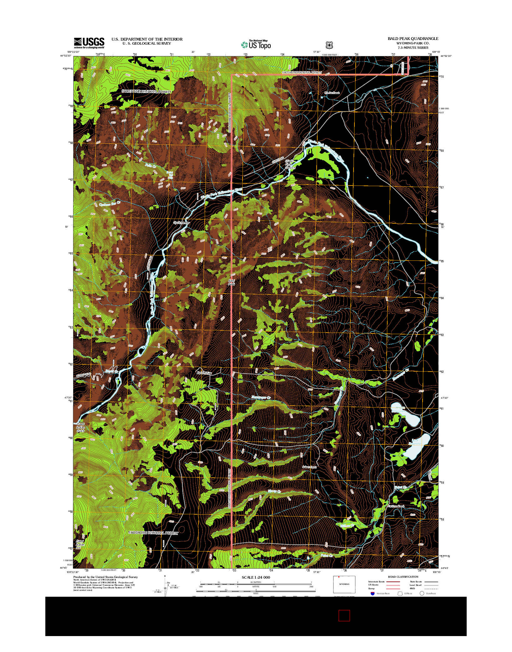 USGS US TOPO 7.5-MINUTE MAP FOR BALD PEAK, WY 2012