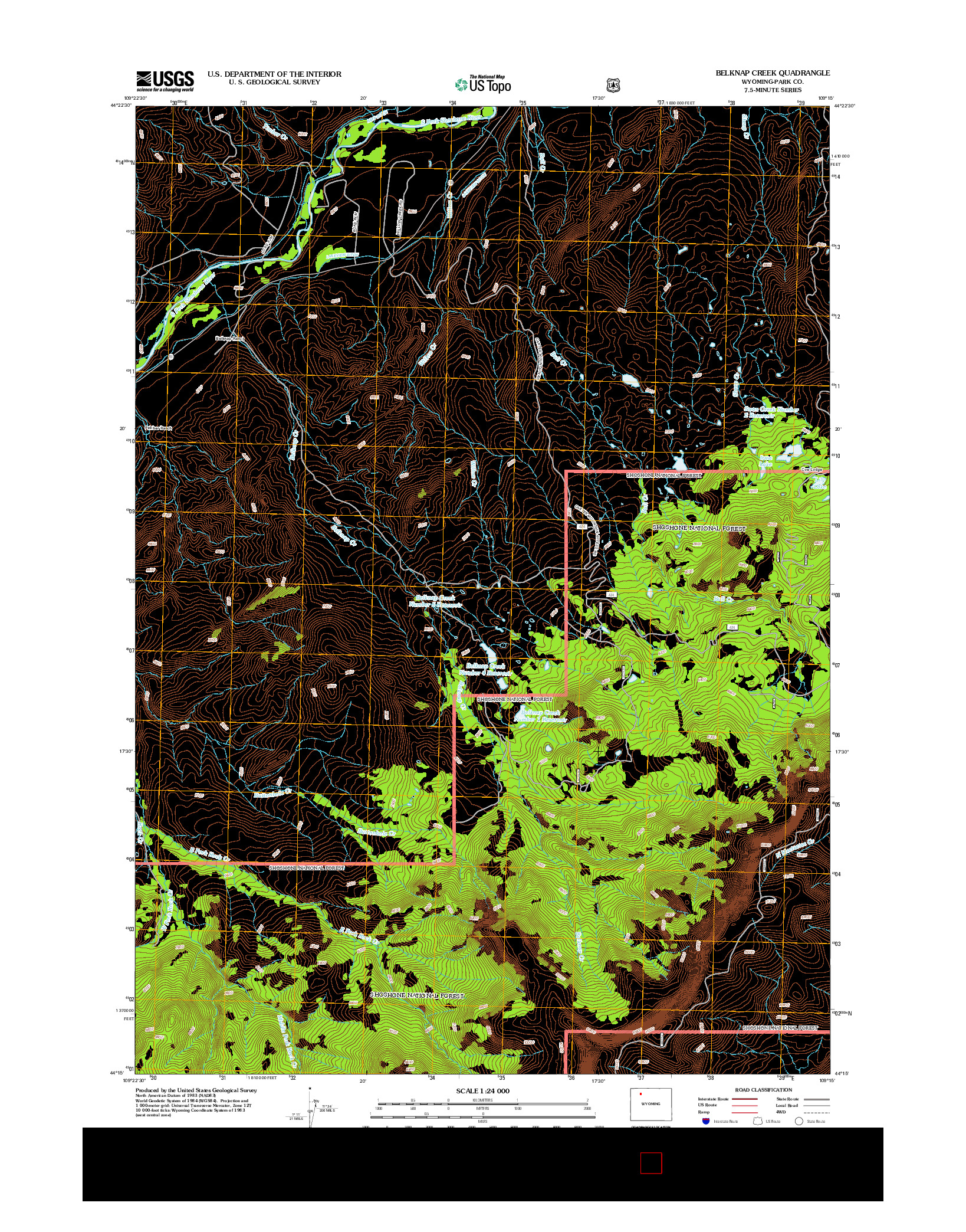 USGS US TOPO 7.5-MINUTE MAP FOR BELKNAP CREEK, WY 2012