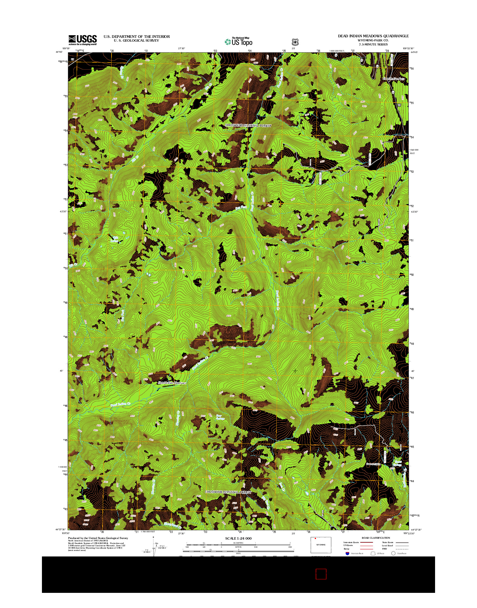 USGS US TOPO 7.5-MINUTE MAP FOR DEAD INDIAN MEADOWS, WY 2012