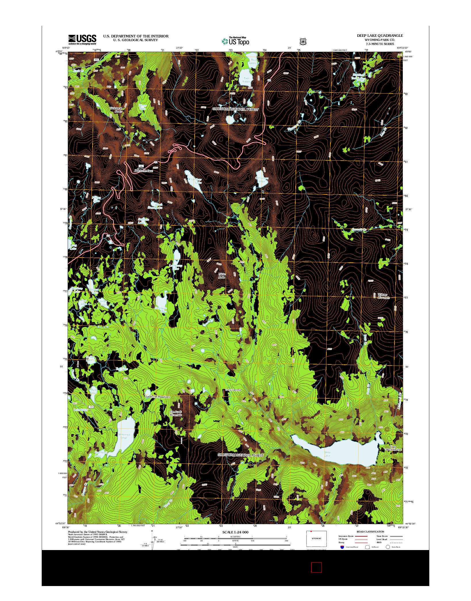 USGS US TOPO 7.5-MINUTE MAP FOR DEEP LAKE, WY 2012